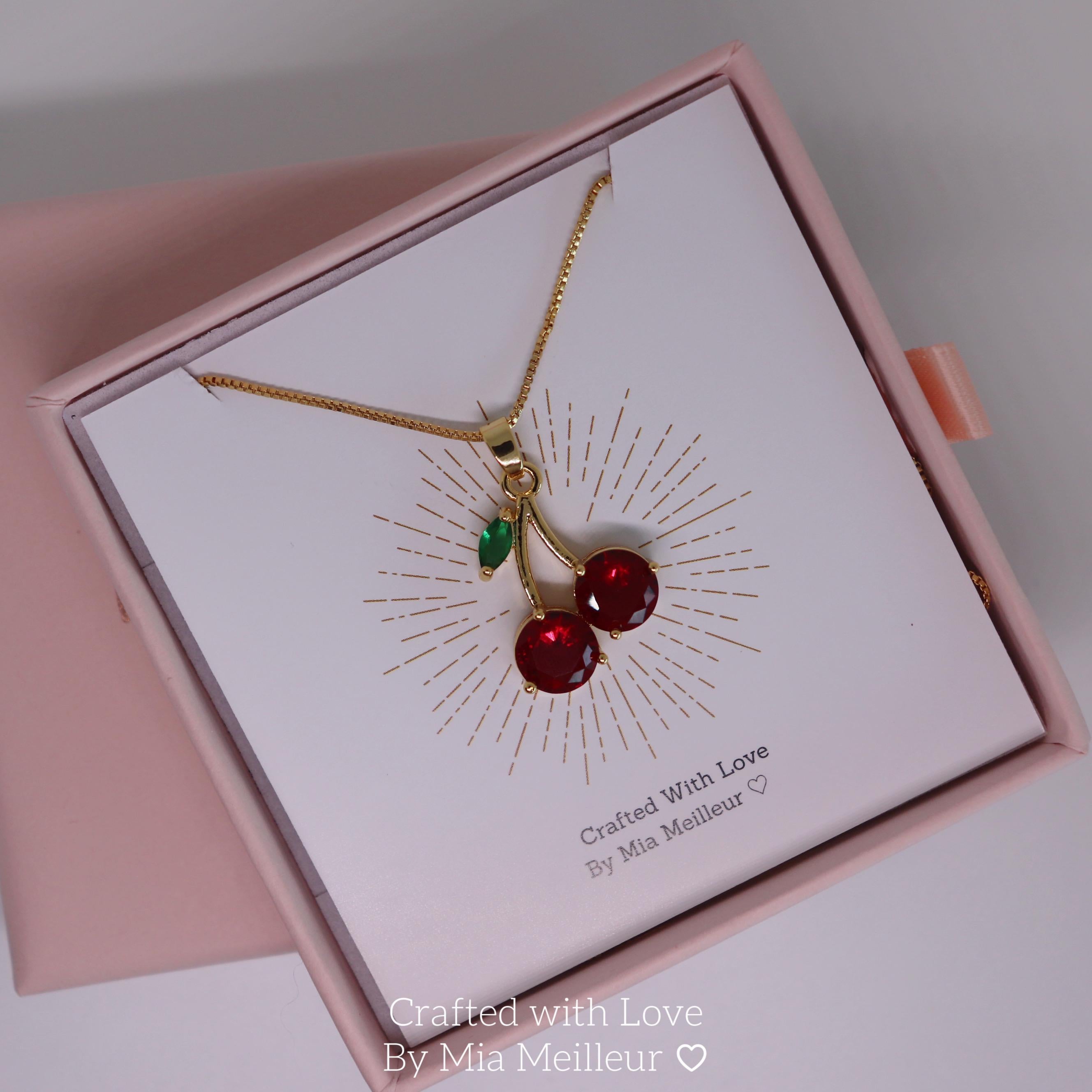 Cute Cherry Necklace, Cherry Pendant Necklace in Gold and Silver