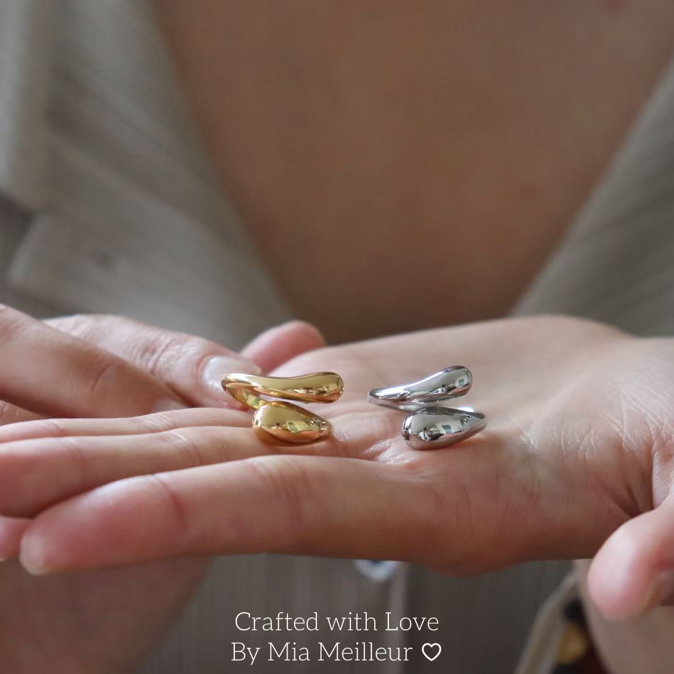 Modern Adjustable Teardrop Statement Ring MR168