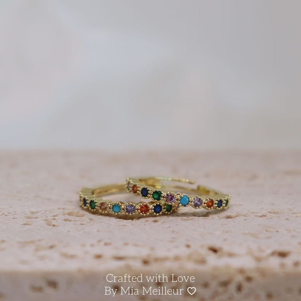Dainty Rainbow Gemstone Ring MR156