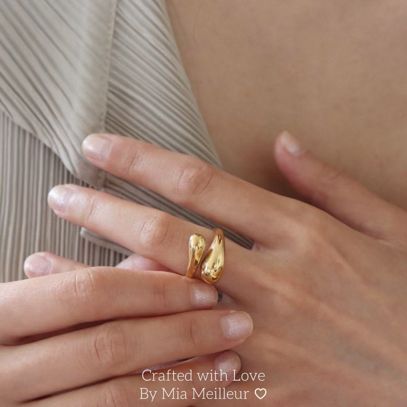 Modern Adjustable Teardrop Statement Ring MR168