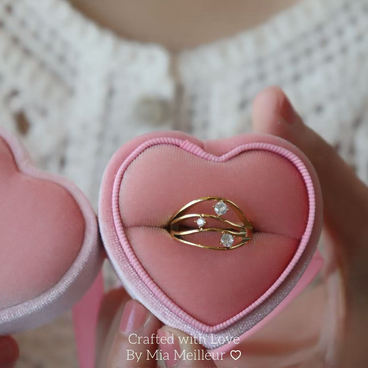 Gold Triple Stone Open Ring