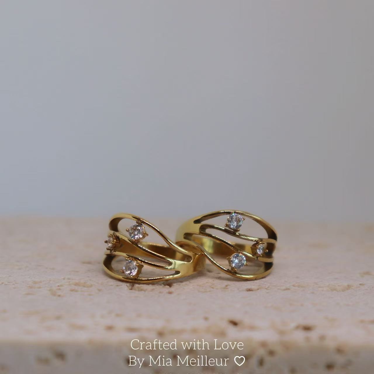 Gold Triple Stone Open Ring