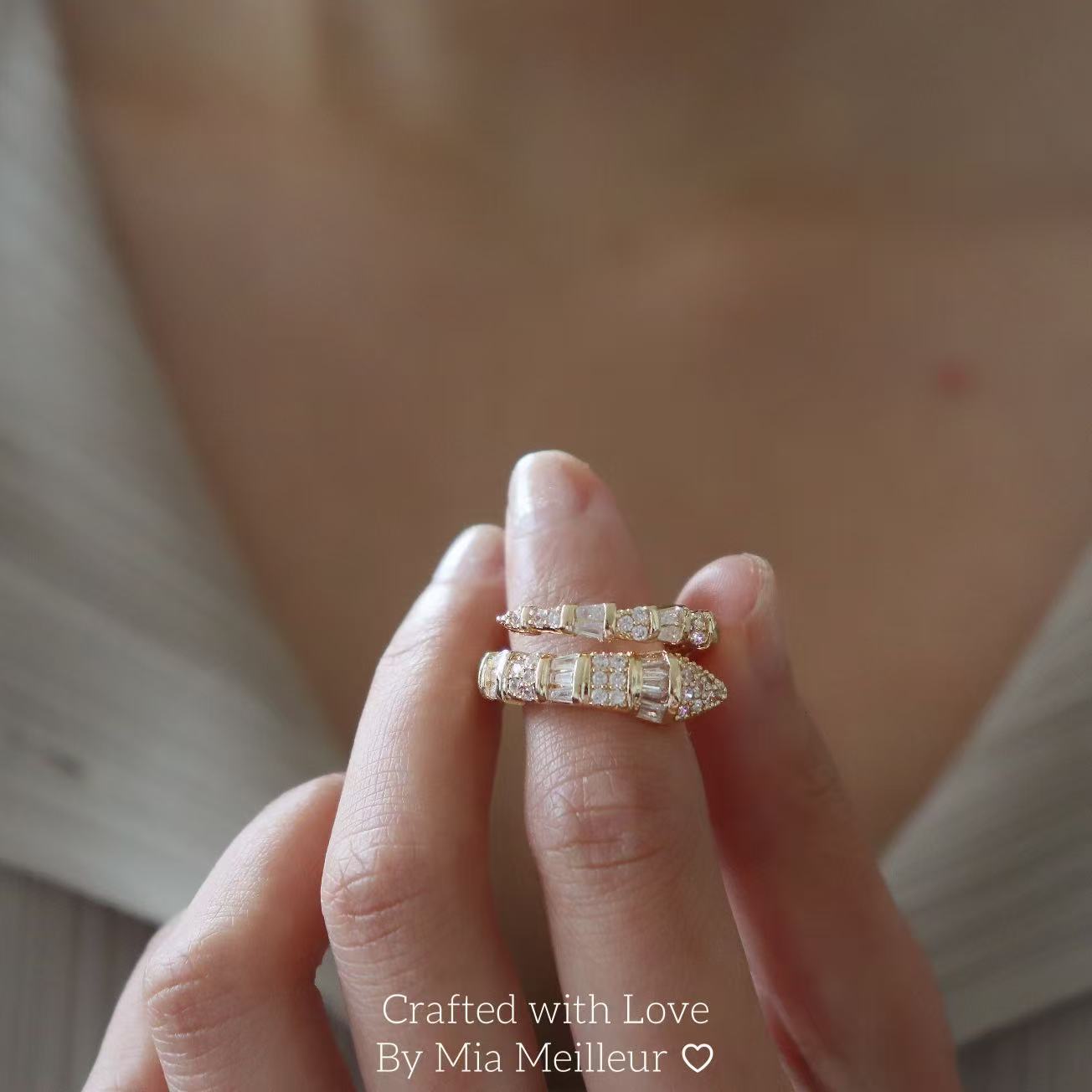 Gold Snake Ring, Adjustable Serpent Crystal Ring MR164