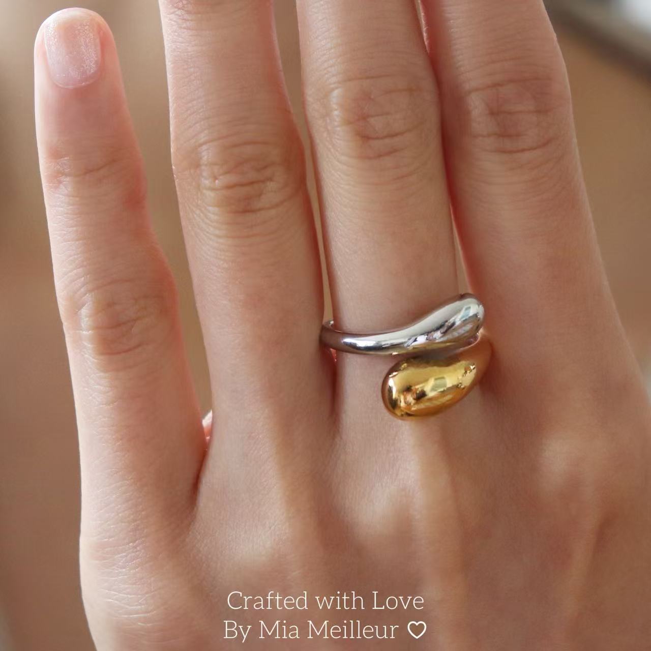 Gold and Silver Adjustable Teardrop Ring MR169