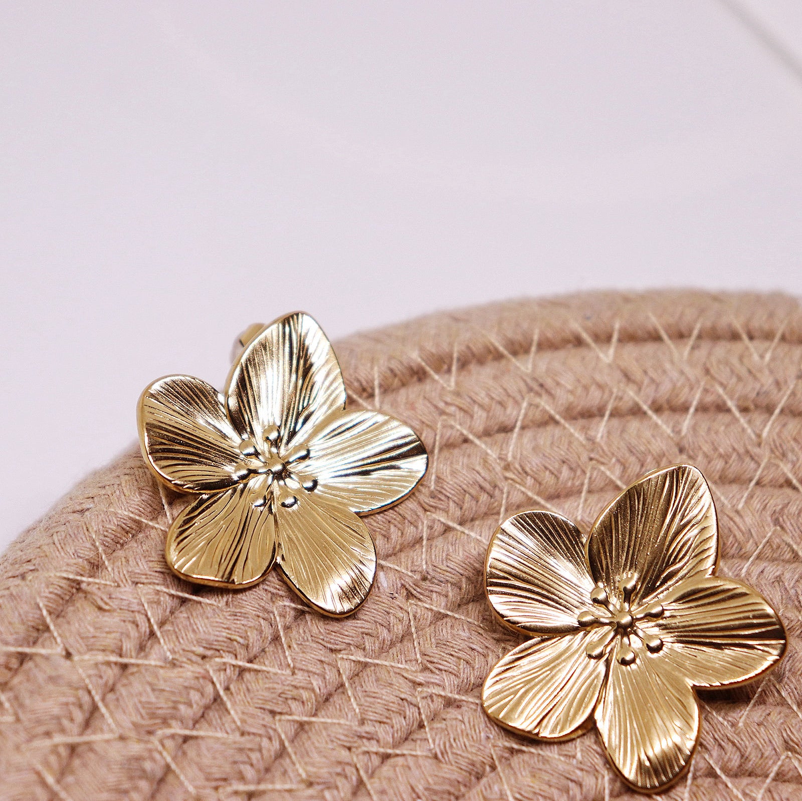 Golden Flower Stud Earrings