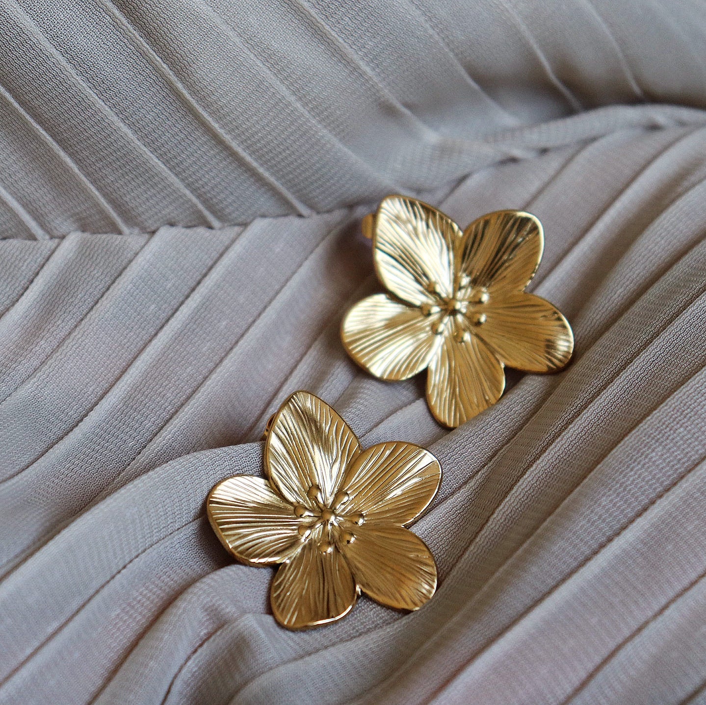 Golden Flower Stud Earrings