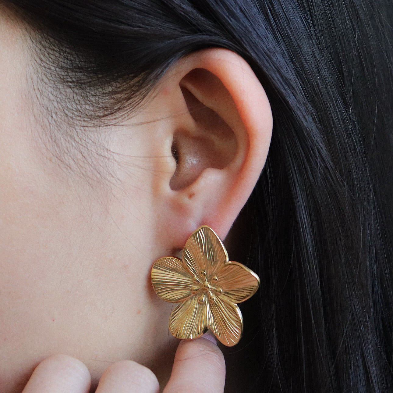 Golden Flower Stud Earrings