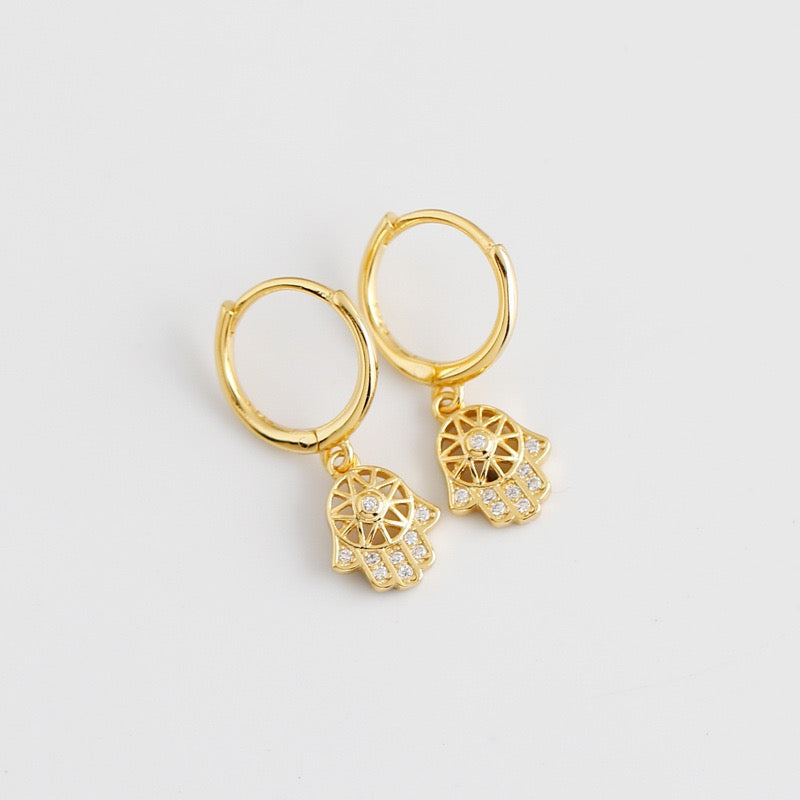 Dangling Hamsa Hand Drop Earrings