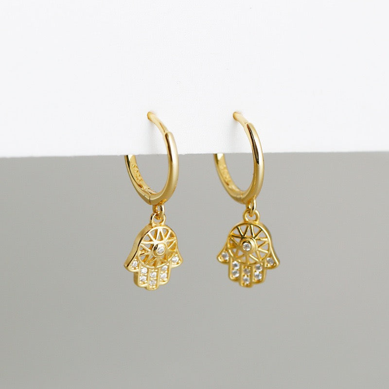 Dangling Hamsa Hand Drop Earrings