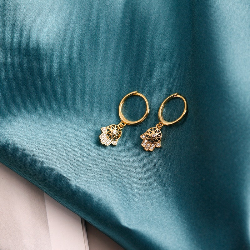 Dangling Hamsa Hand Drop Earrings