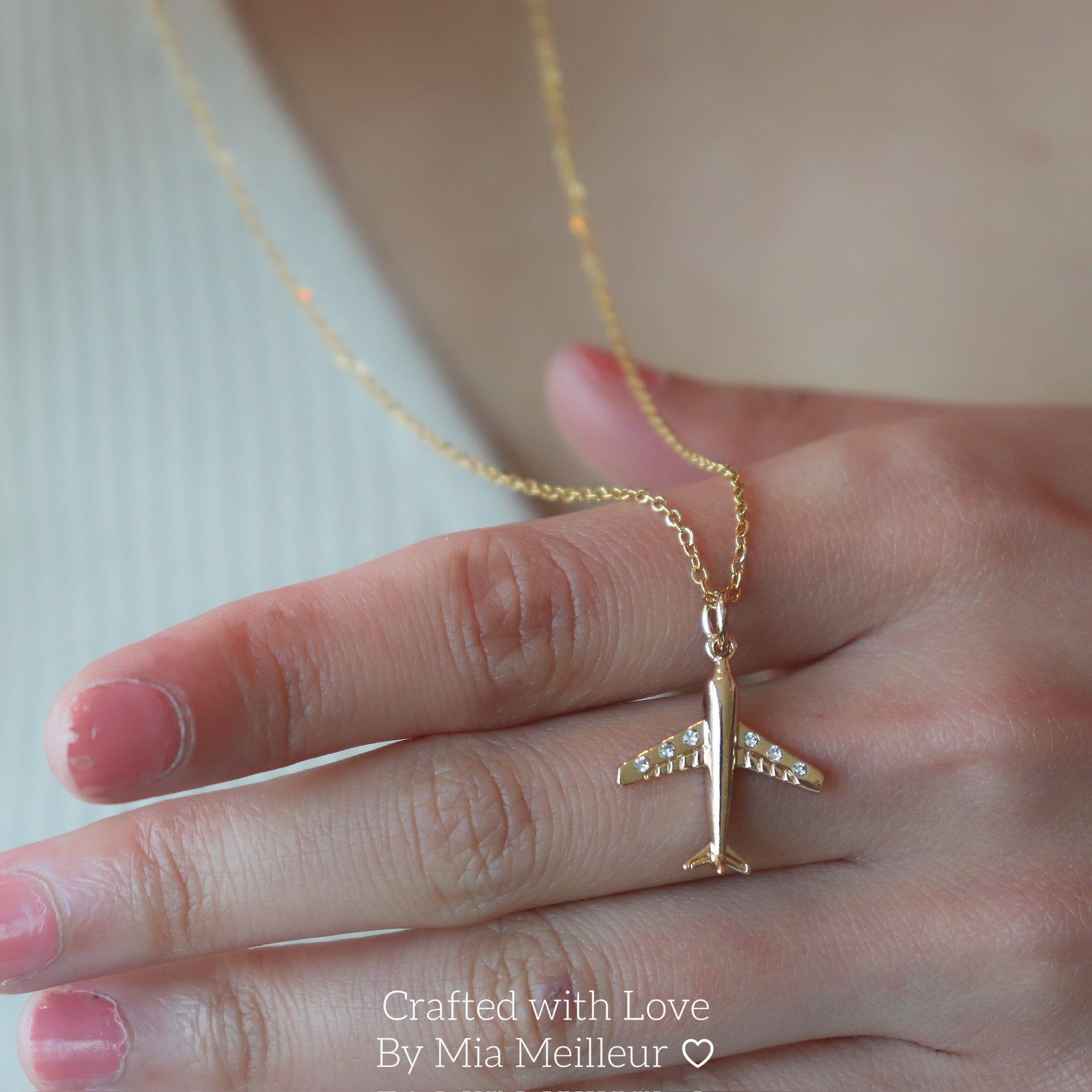 Gold Airplane Necklace