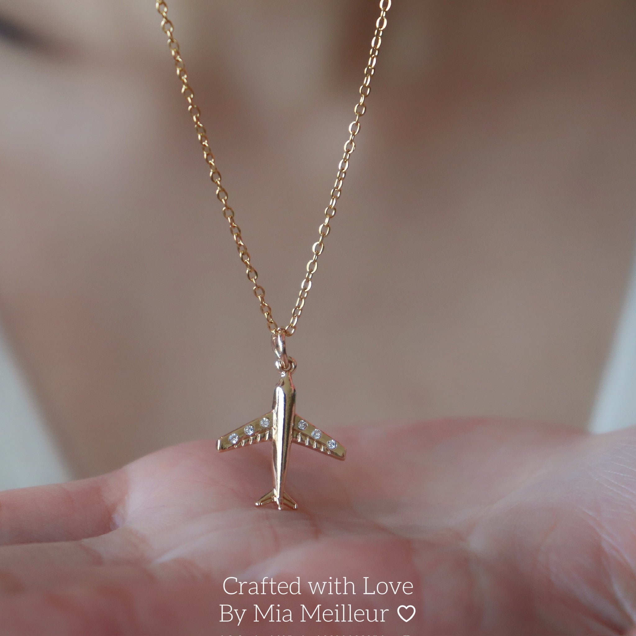 Gold Airplane Necklace