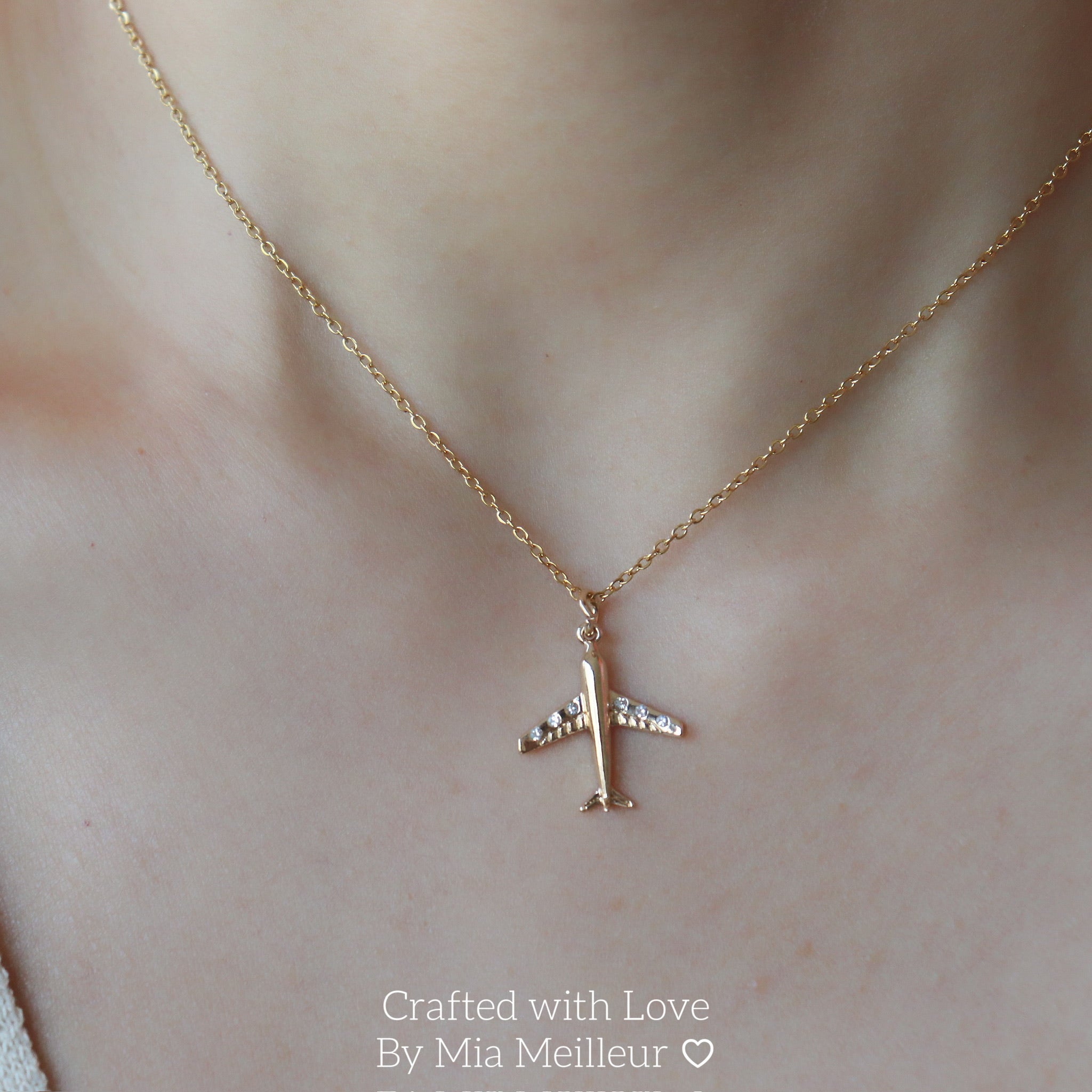 Gold Airplane Necklace