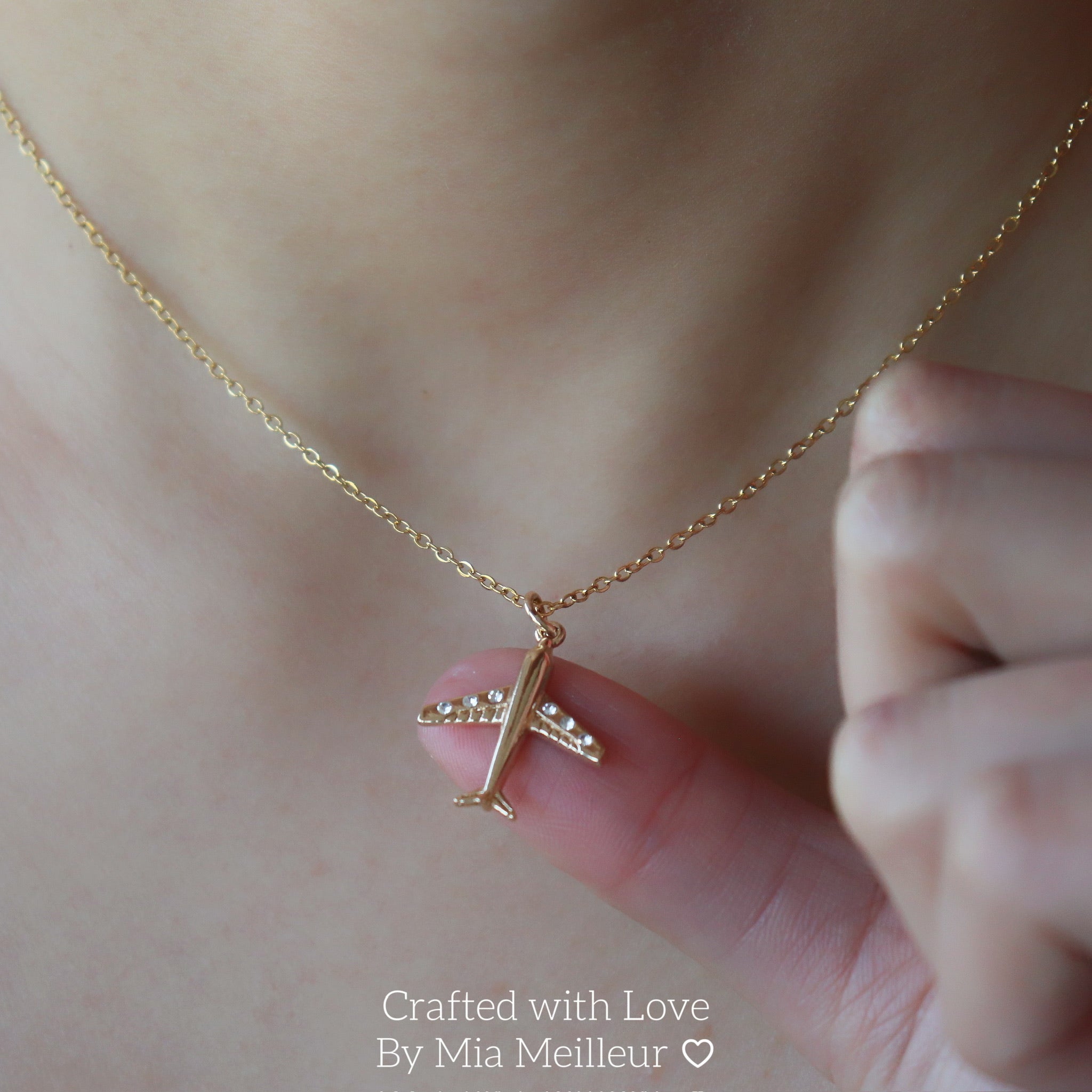Gold Airplane Necklace