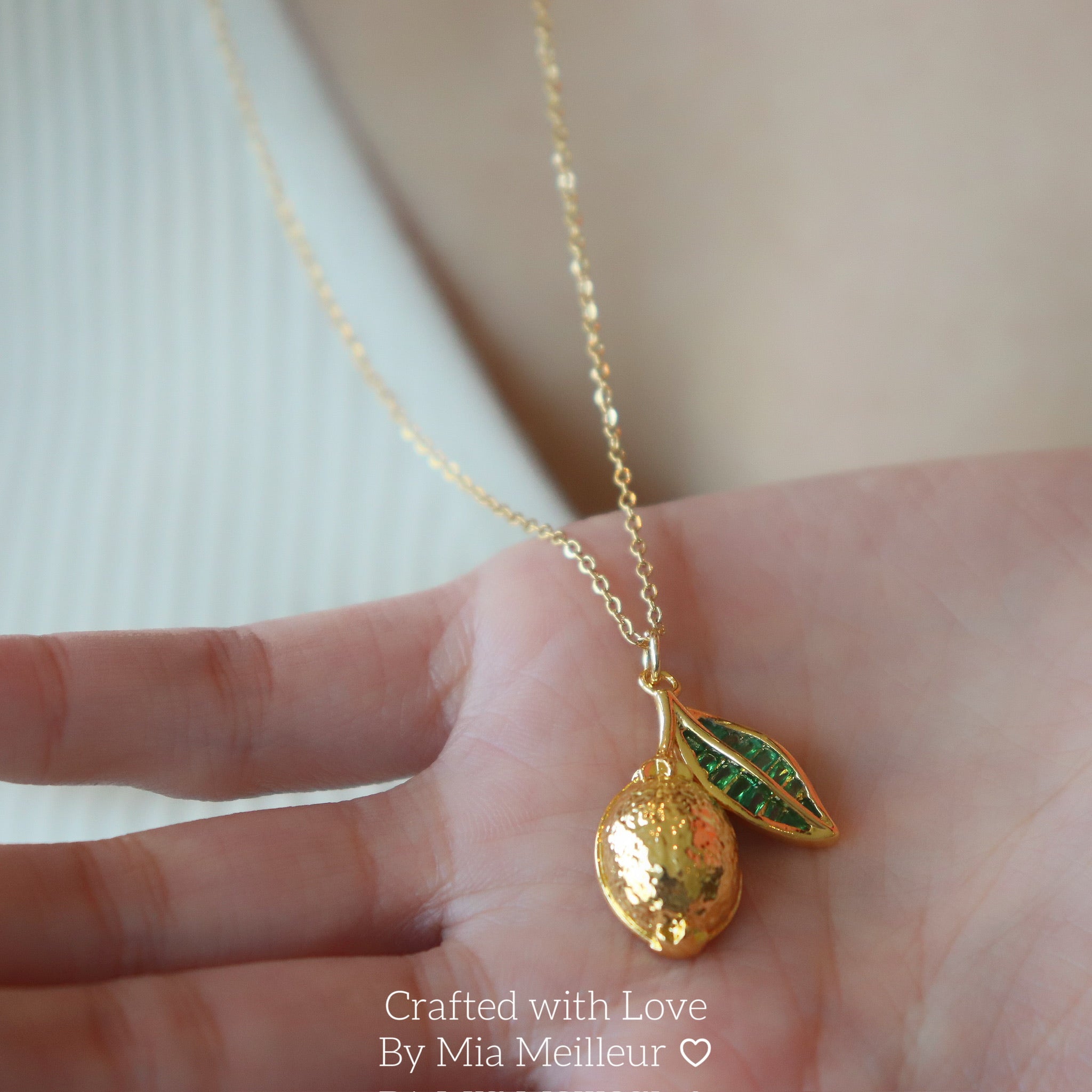Gold Lemon Necklace, Summer Citrus Necklace