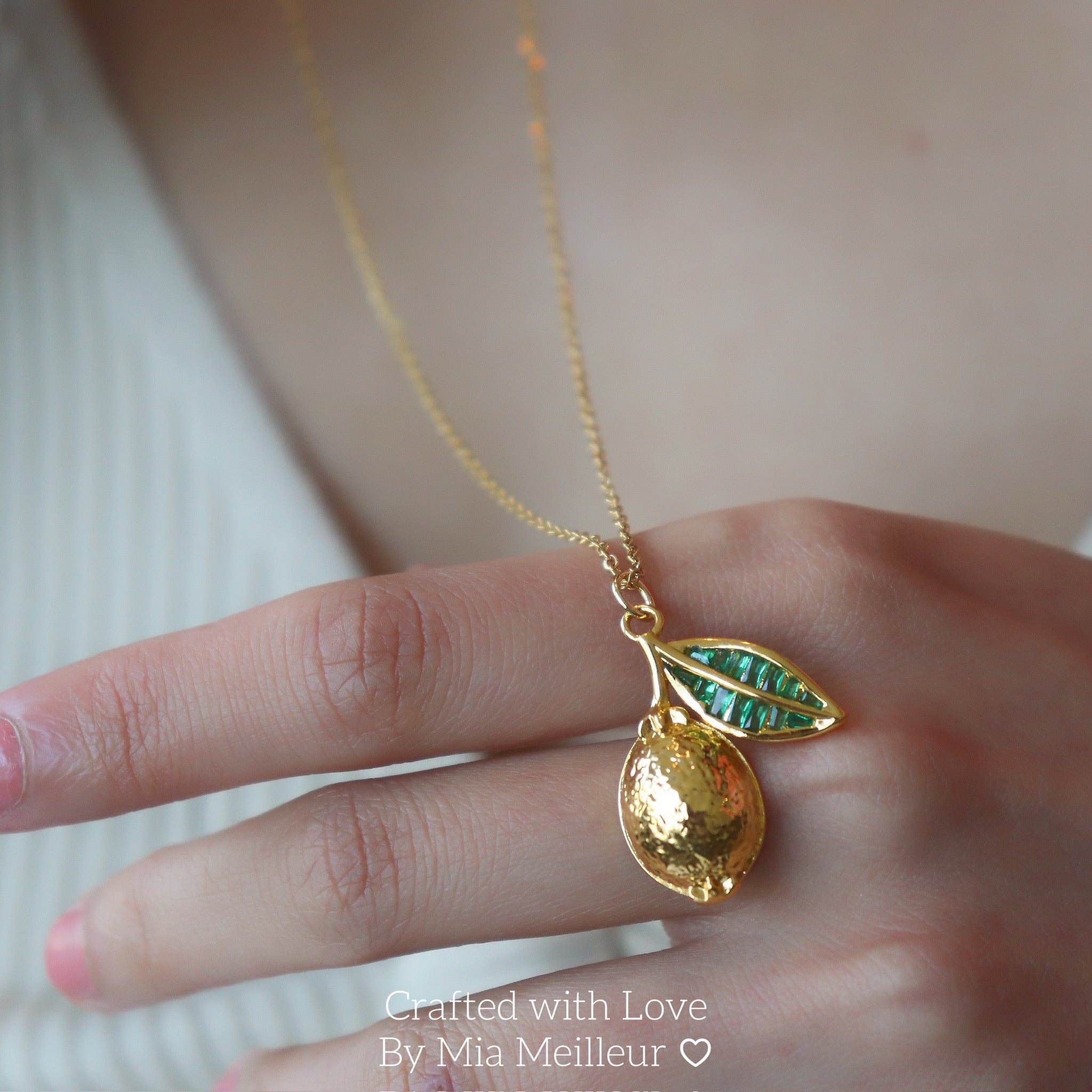 Gold Lemon Necklace, Summer Citrus Necklace