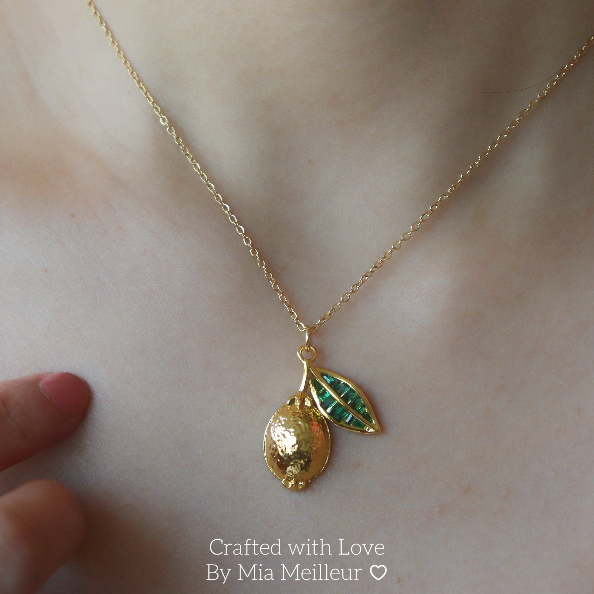 Gold Lemon Necklace, Summer Citrus Necklace