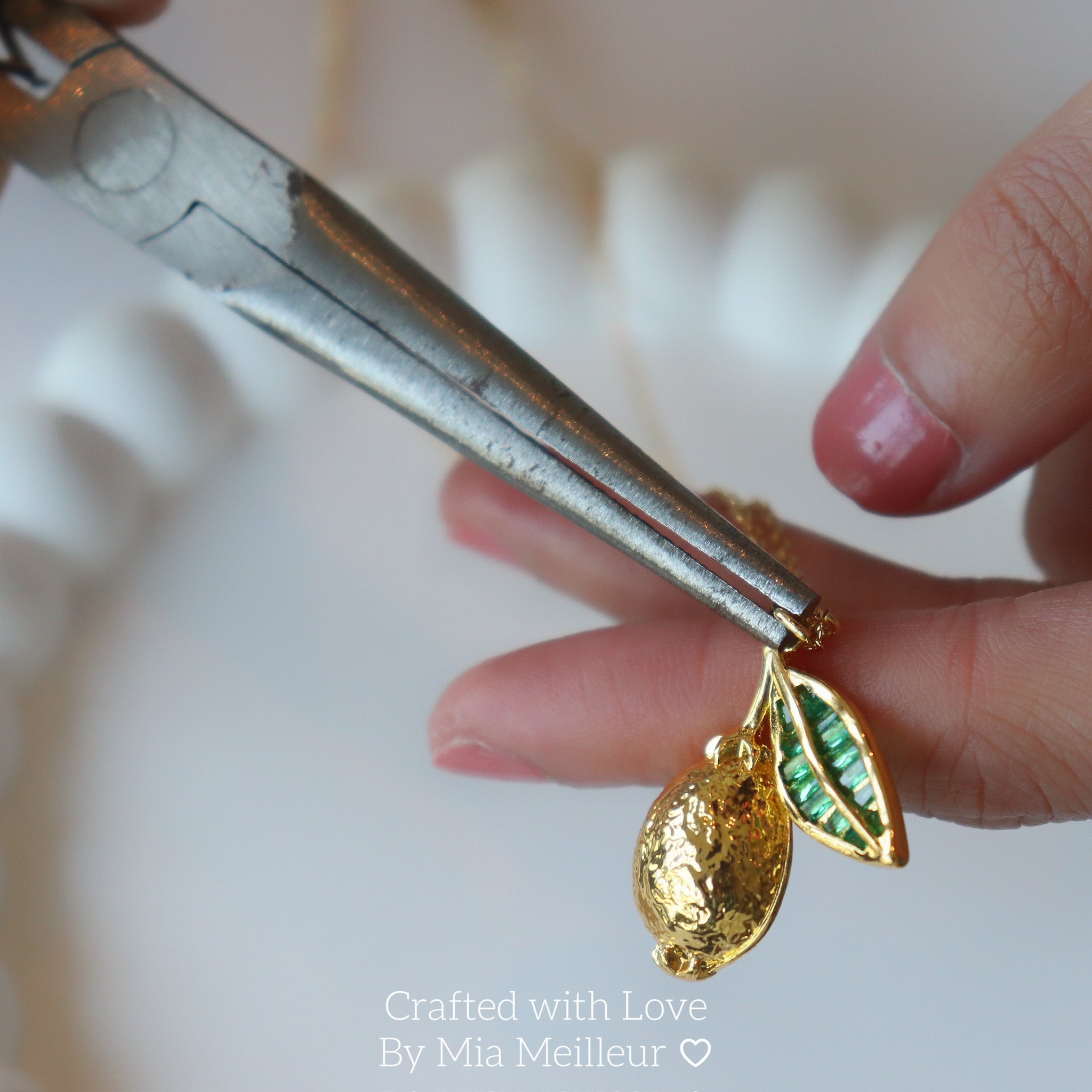 Gold Lemon Necklace, Summer Citrus Necklace