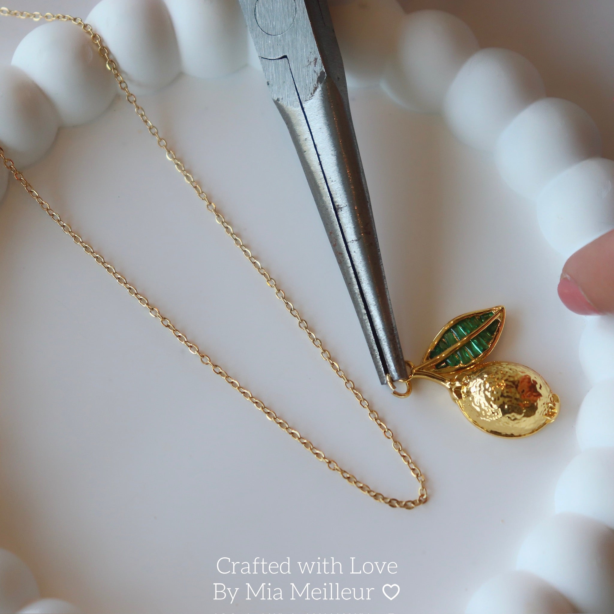 Gold Lemon Necklace, Summer Citrus Necklace