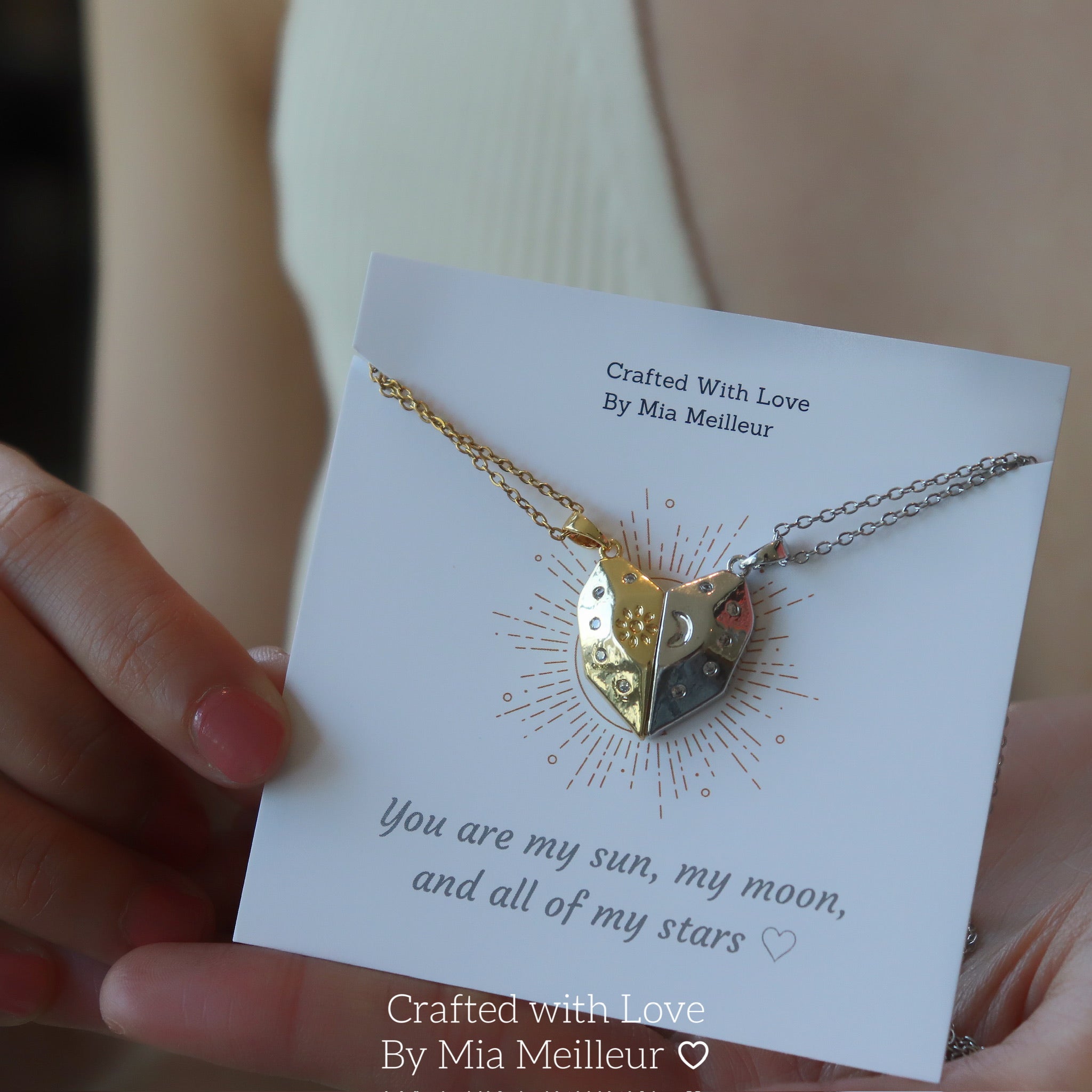 Sun and Moon Magnet Heart Necklace