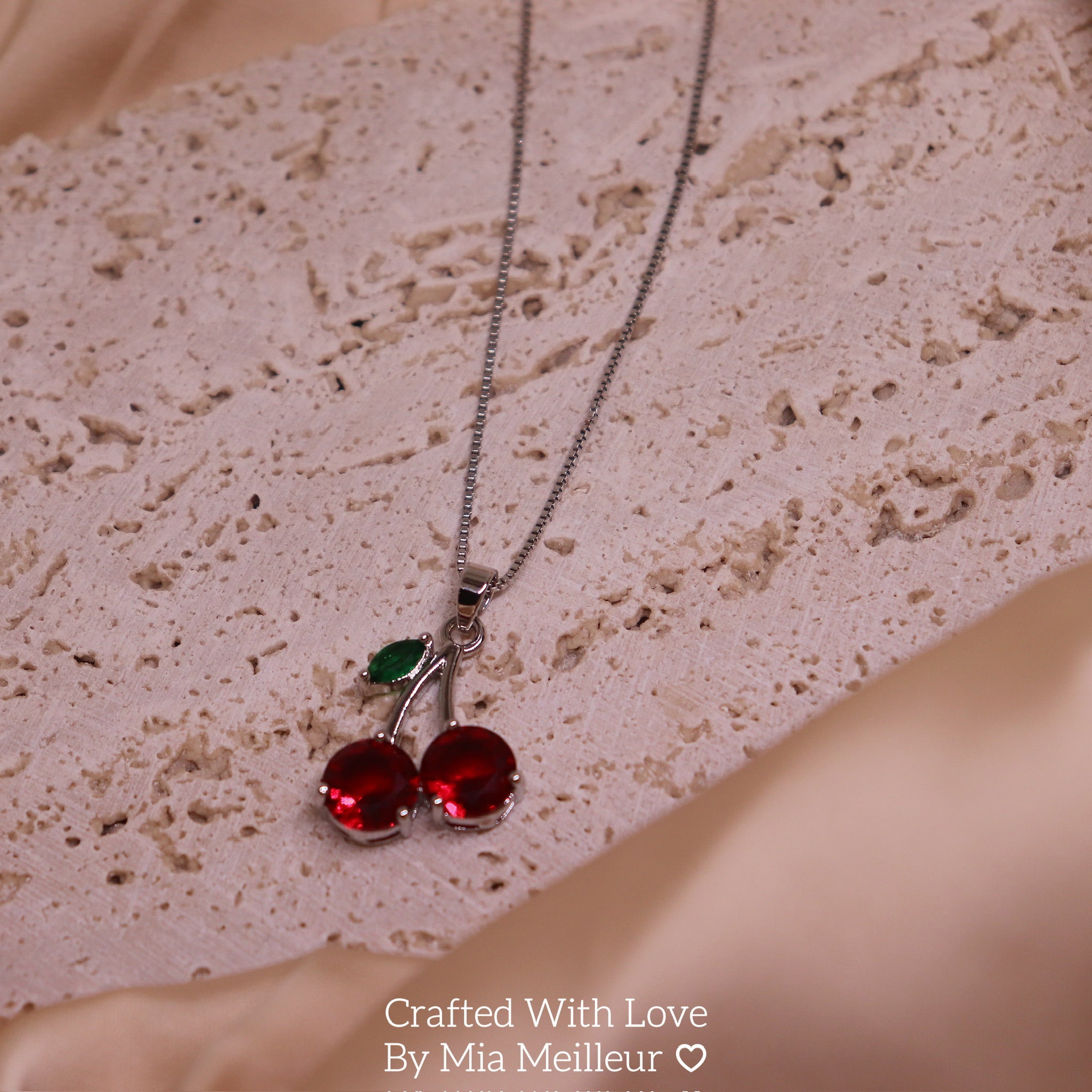 Cute Cherry Necklace, Cherry Pendant Necklace in Gold and Silver