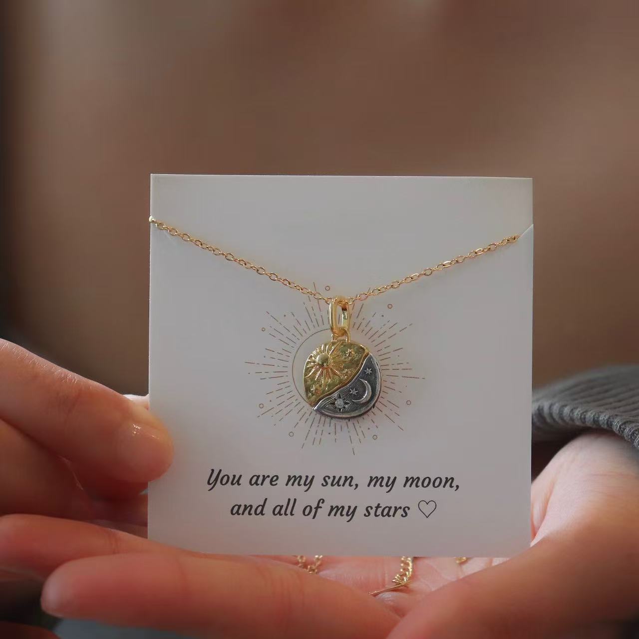 Sun and Moon Necklace, Friendship Necklace, Couple Matching Jewelry, Yin Yang Pendant Necklace, Christmas Gift