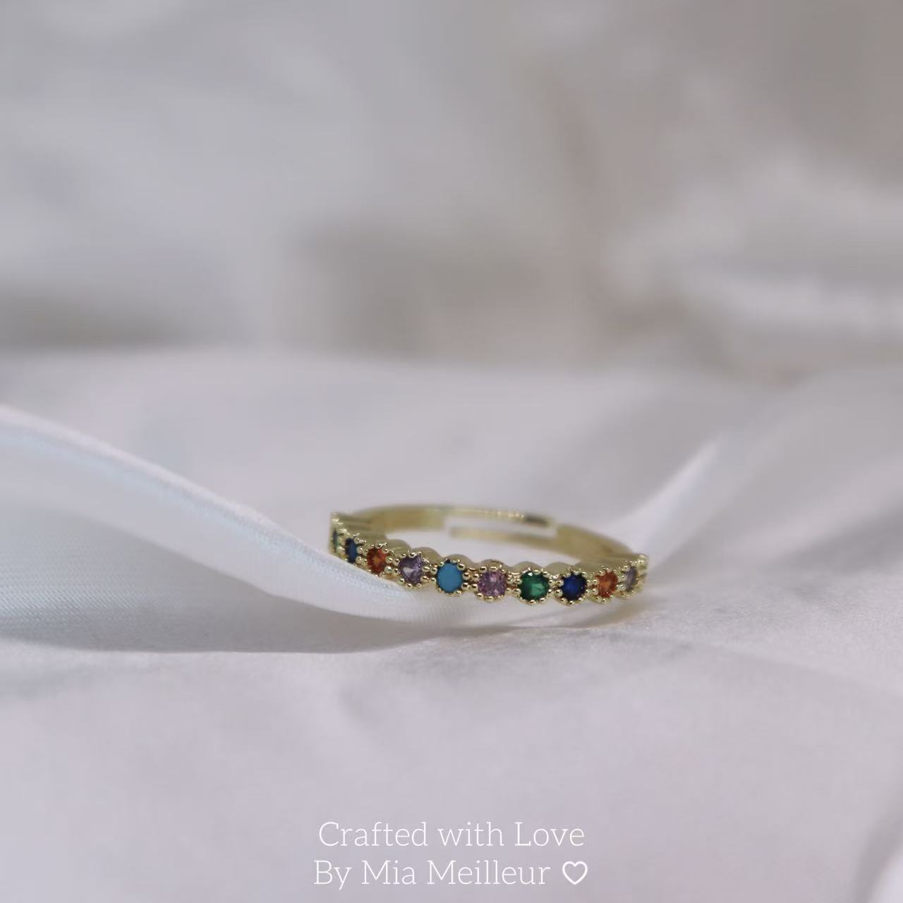 Dainty Rainbow Gemstone Ring MR156