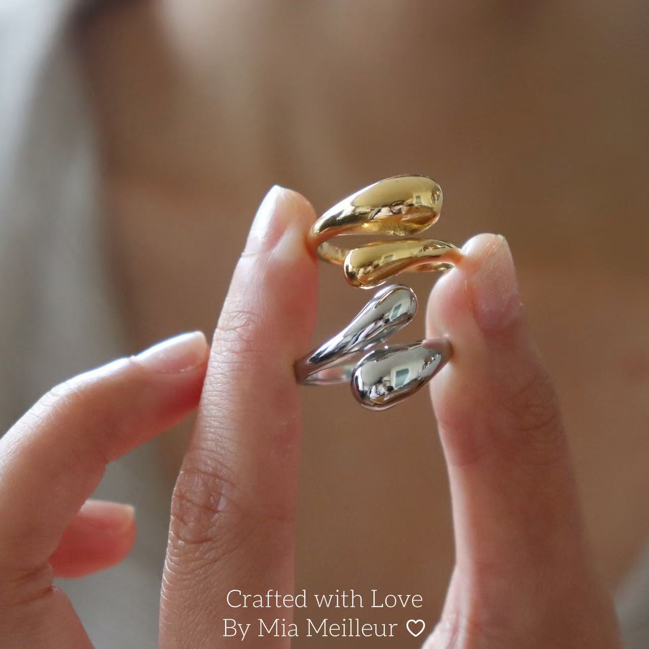 Modern Adjustable Teardrop Statement Ring MR168