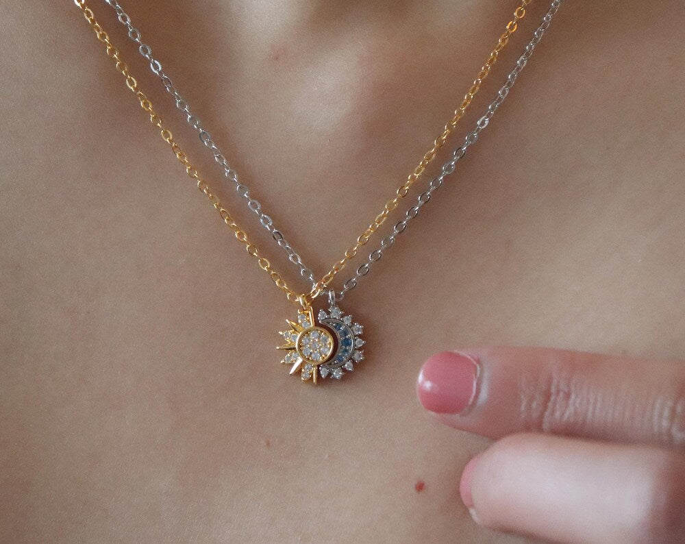 Sun and Moon Necklace, Sunshine and Moonlight Necklace