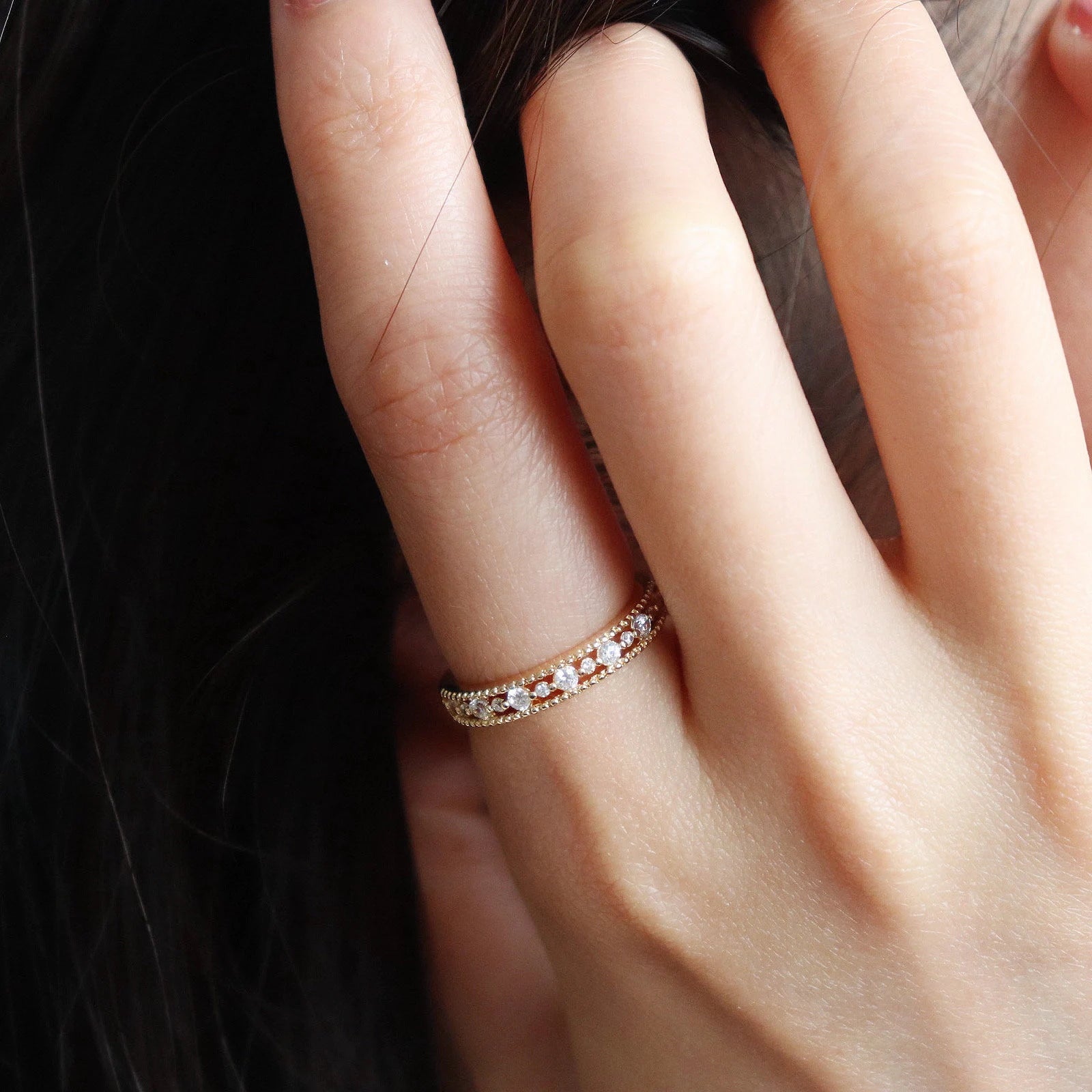 Dainty Diamond Eternity Wedding Band Ring