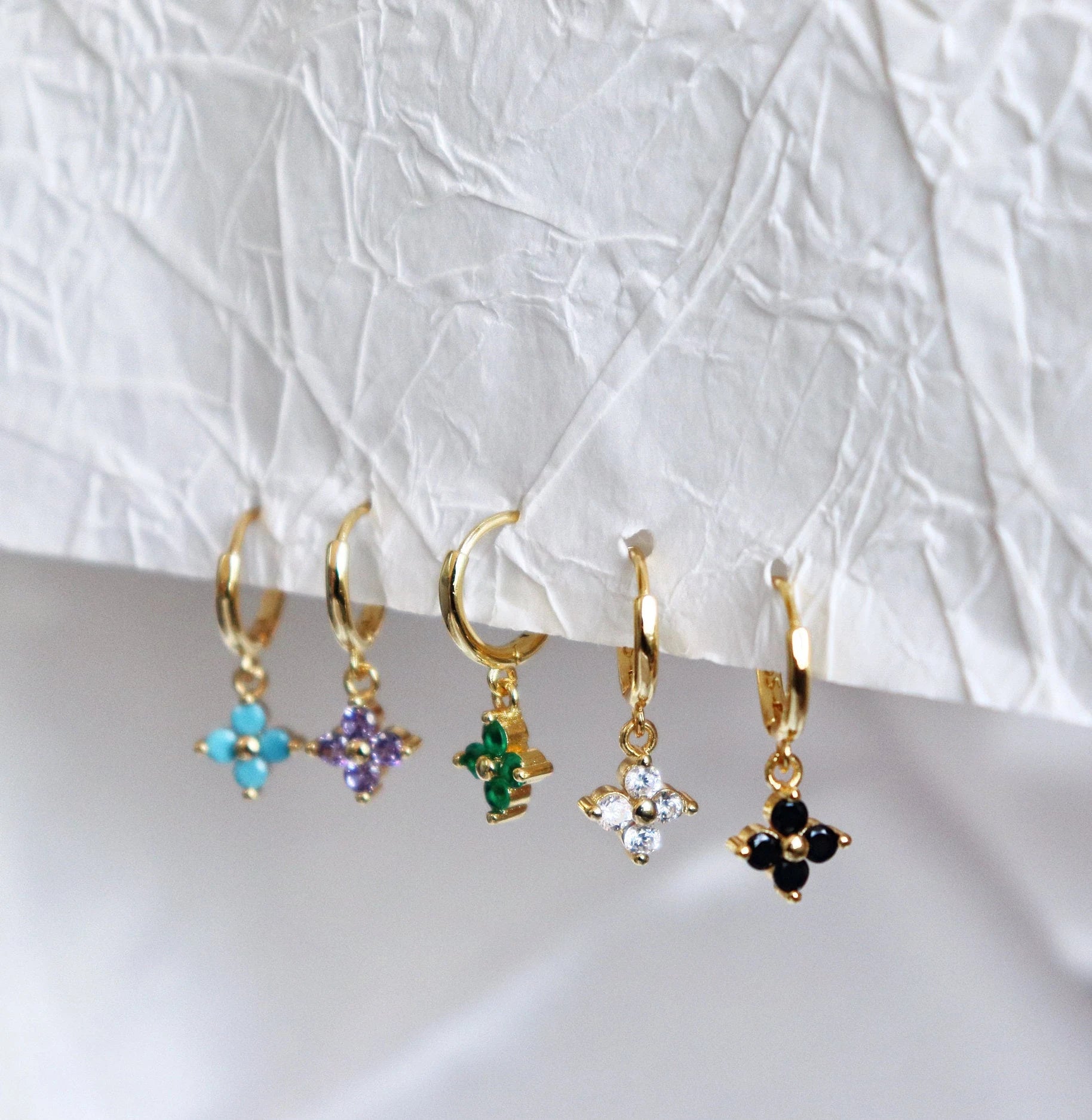 Dainty Lilac Flower Hoop Earrings