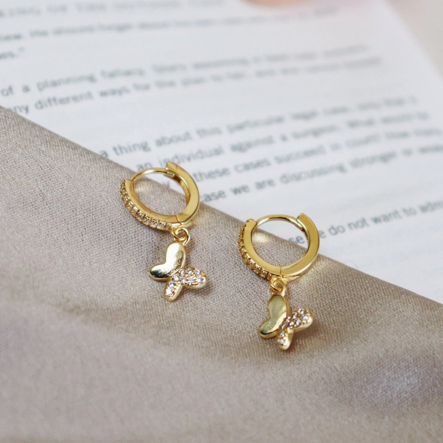 Dangling Butterfly Hoop Earrings