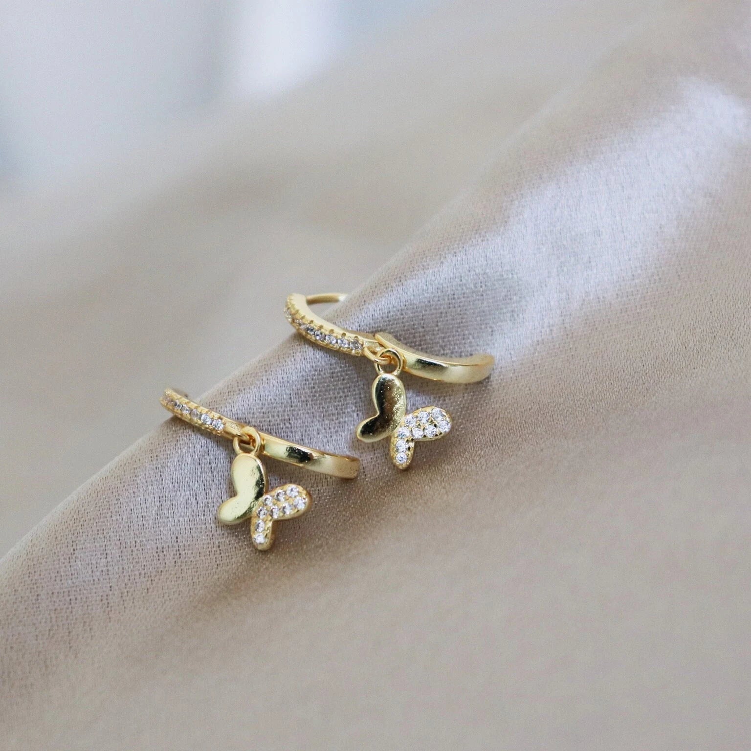 Dangling Butterfly Hoop Earrings