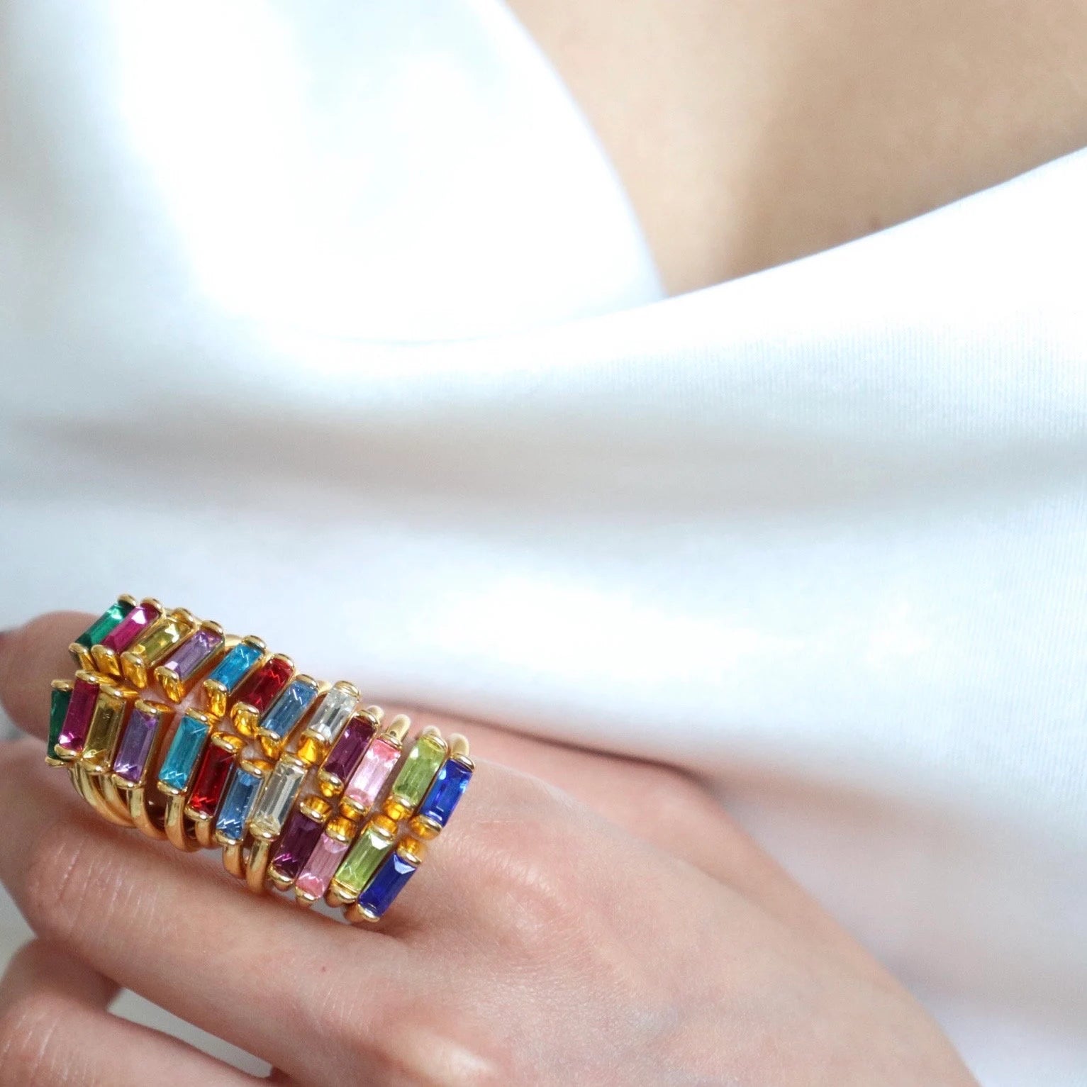 Duo Baguette Birthstone Ring