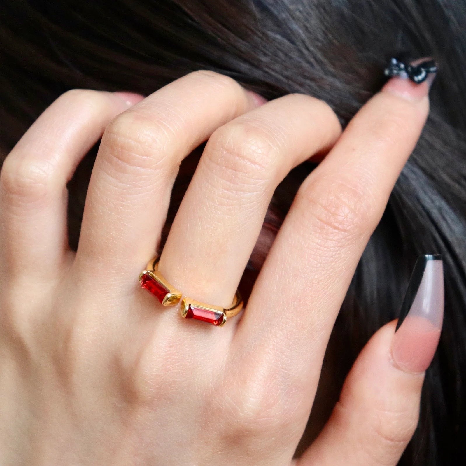 Duo Baguette Birthstone Ring