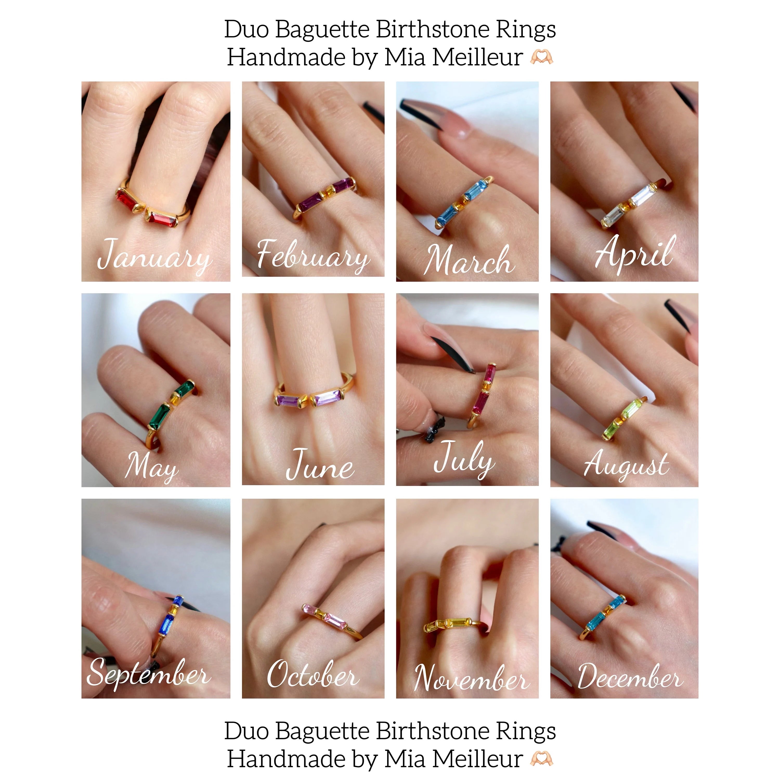 Duo Baguette Birthstone Ring