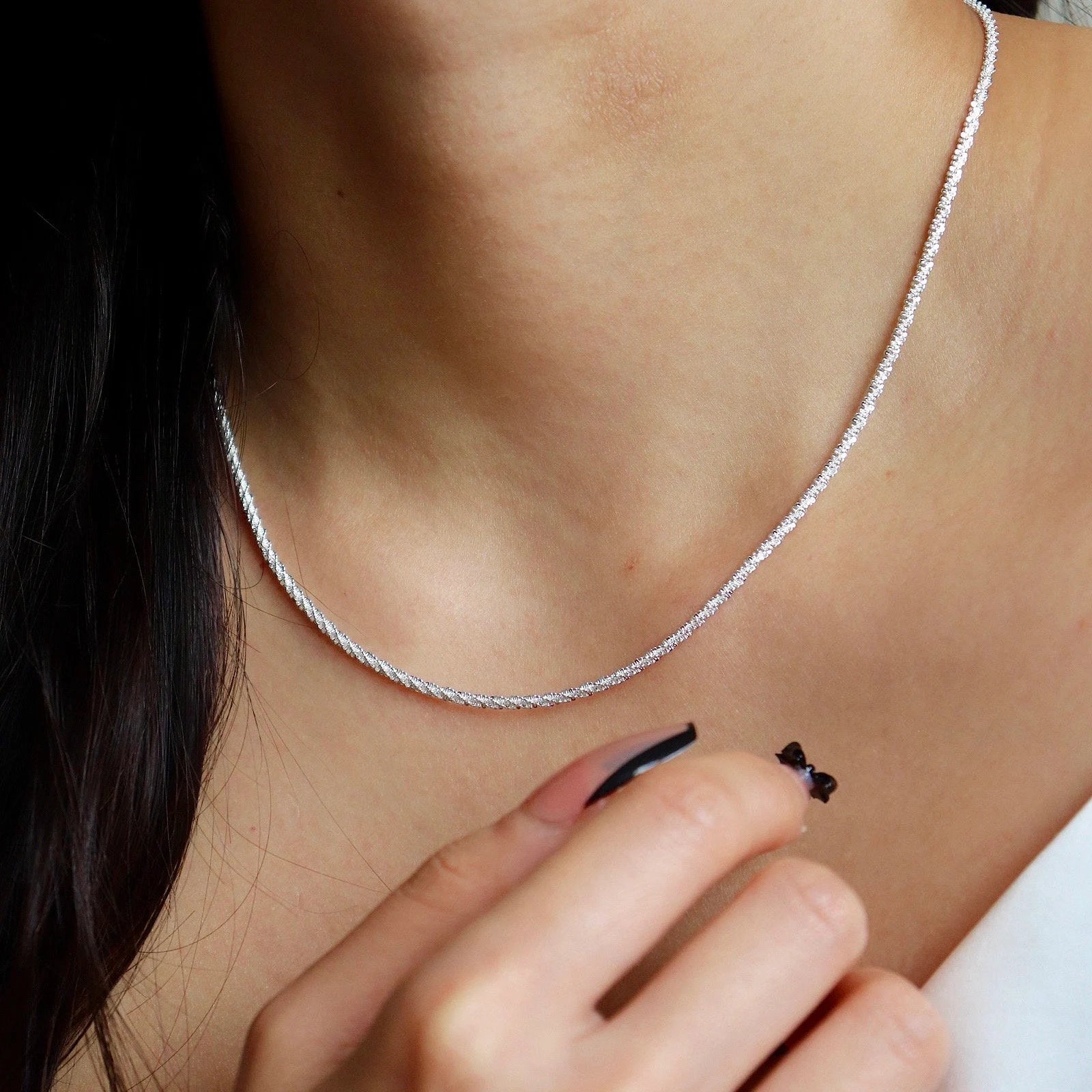 Minimalist Sparkle Glitter Necklace
