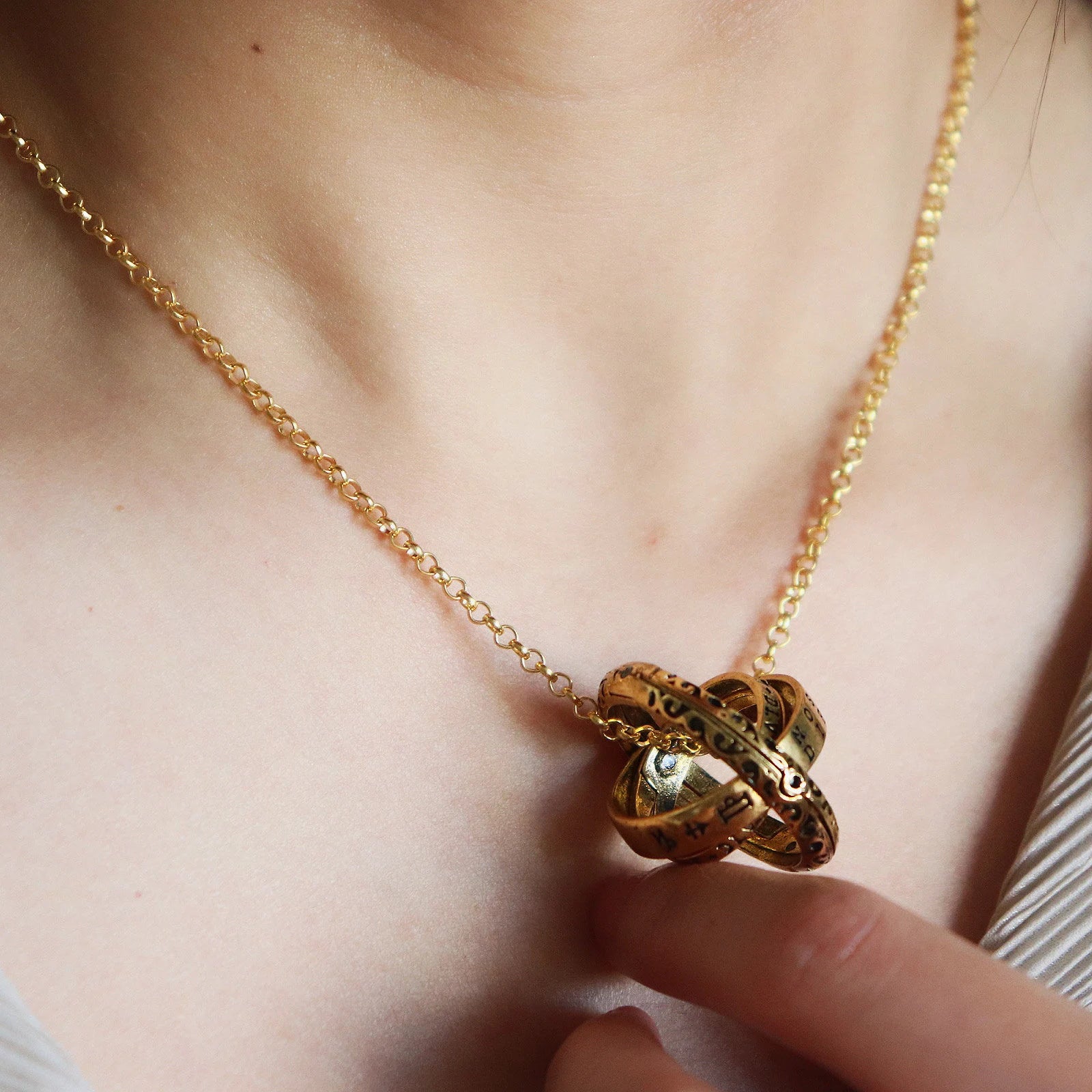 Vintage Astronomical Sphere Ring Necklace