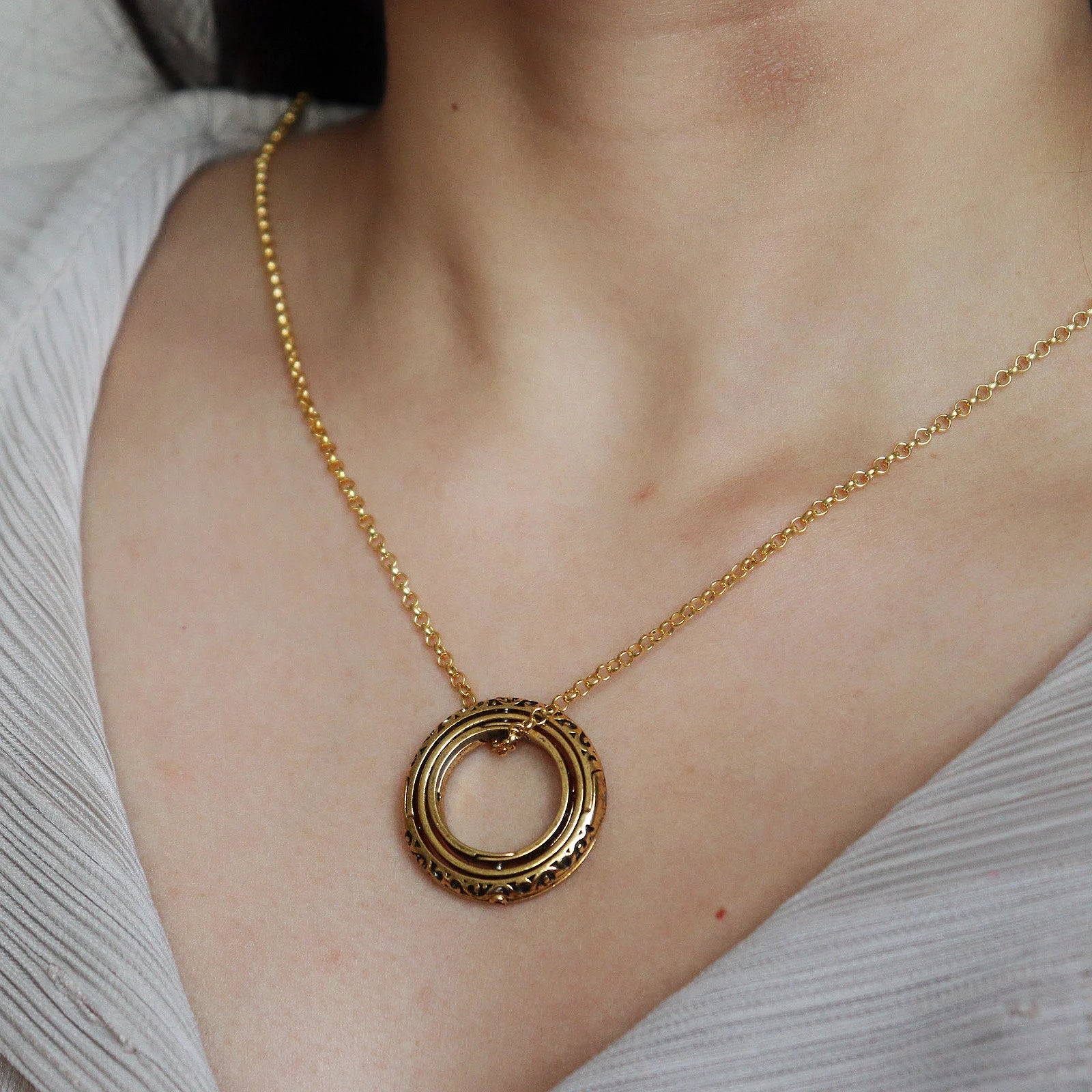 Vintage Astronomical Sphere Ring Necklace