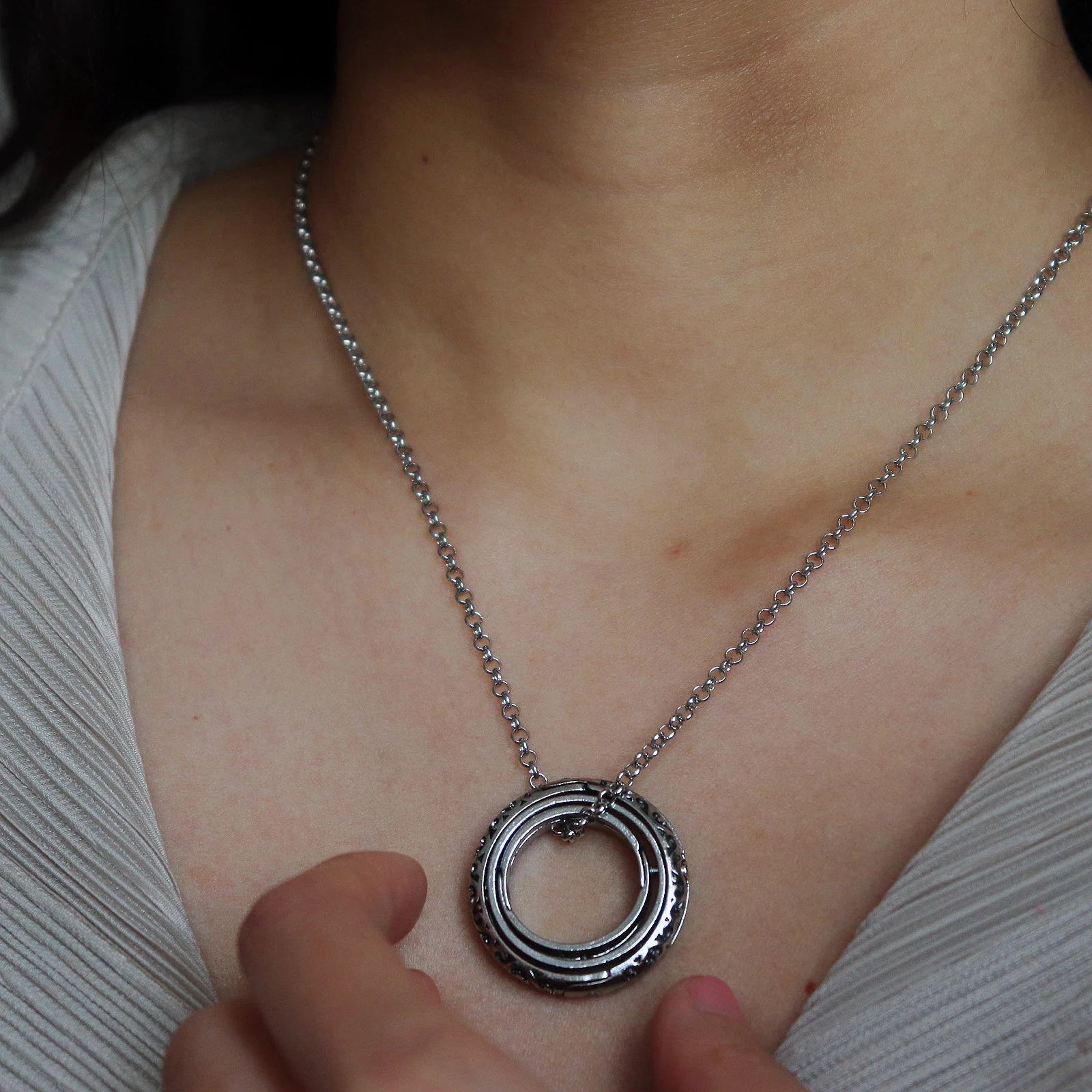 Vintage Astronomical Sphere Ring Necklace