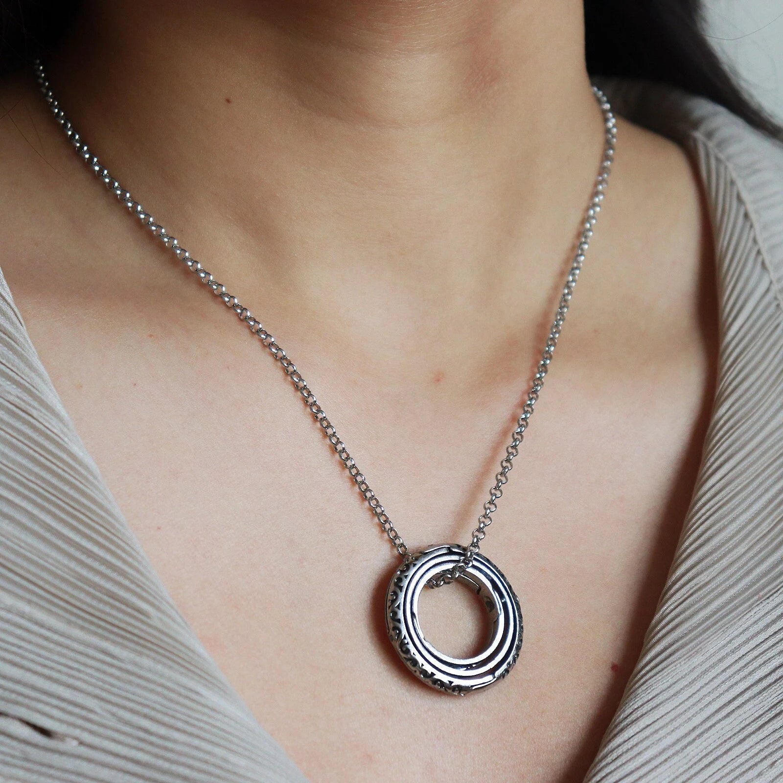 Vintage Astronomical Sphere Ring Necklace