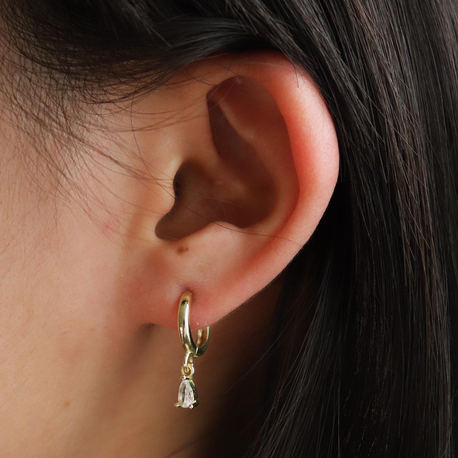 Dainty Teardrop Huggie Hoop Earrings