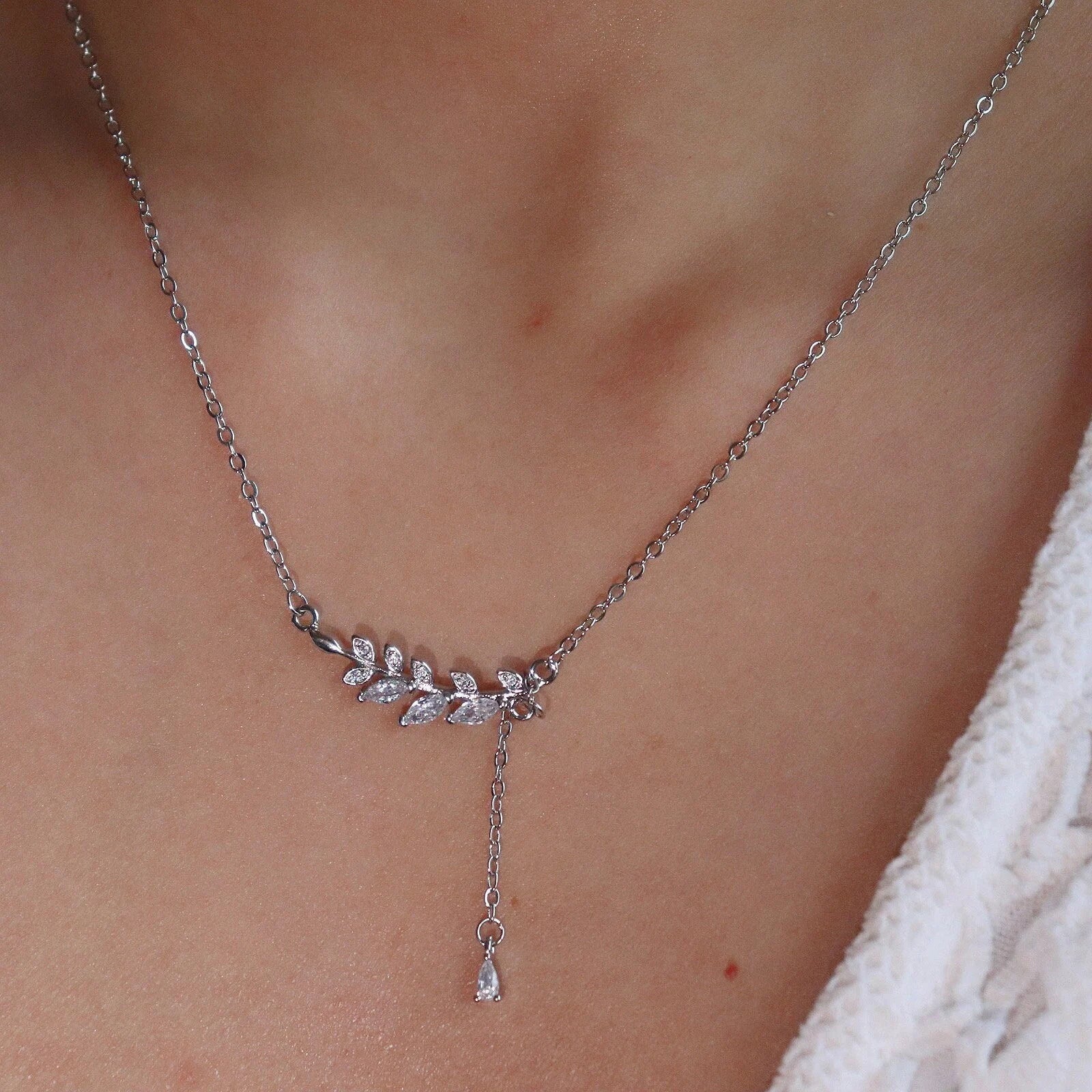 Dainty Leaf Pendant Necklace by Mia Meilleur