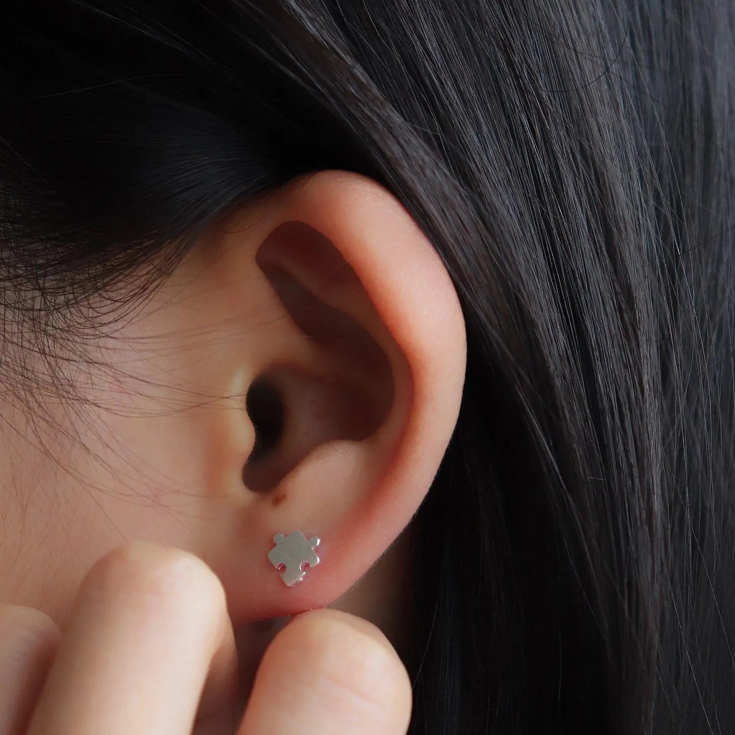 Tiny Puzzle Stud Earrings, Dainty Puzzle Earrings