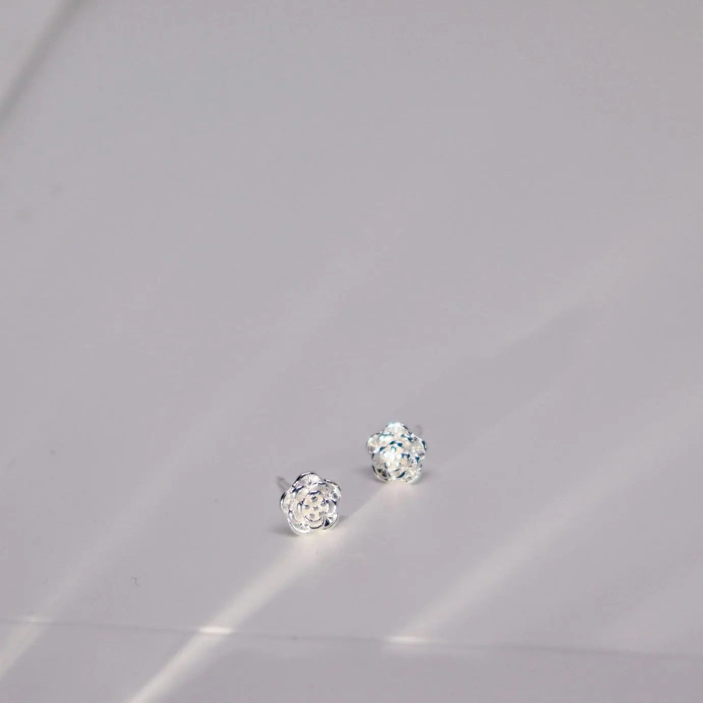 Classic Silver Rose Stud Earrings