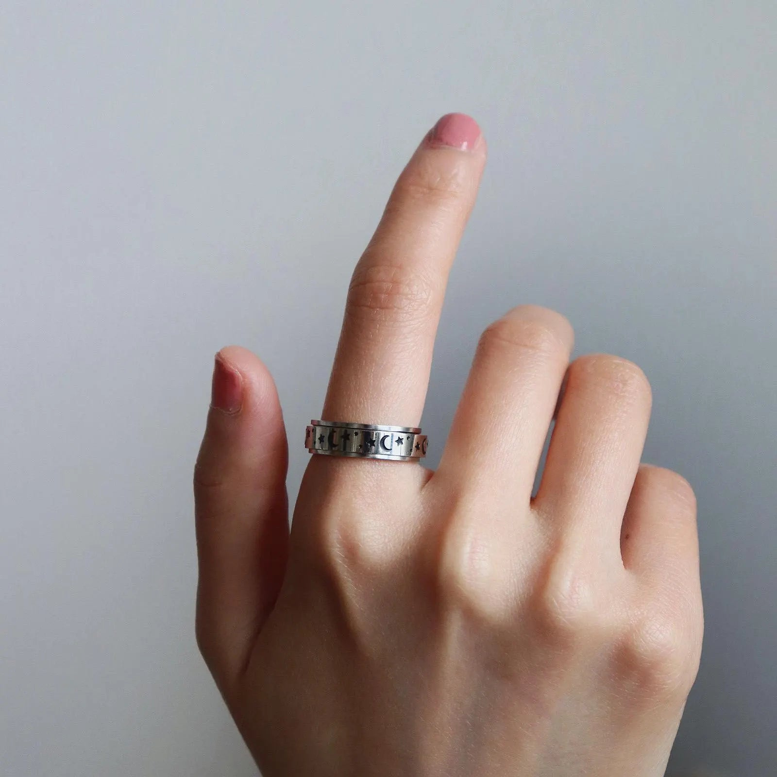 Moon and Stars Spinning Ring