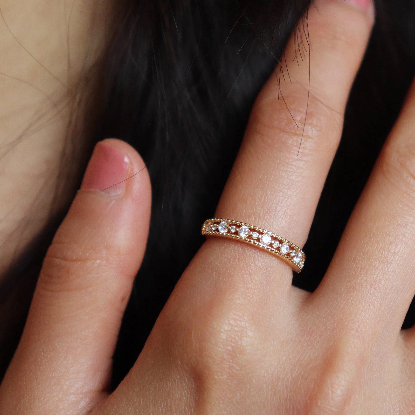 Dainty Diamond Eternity Wedding Band Ring