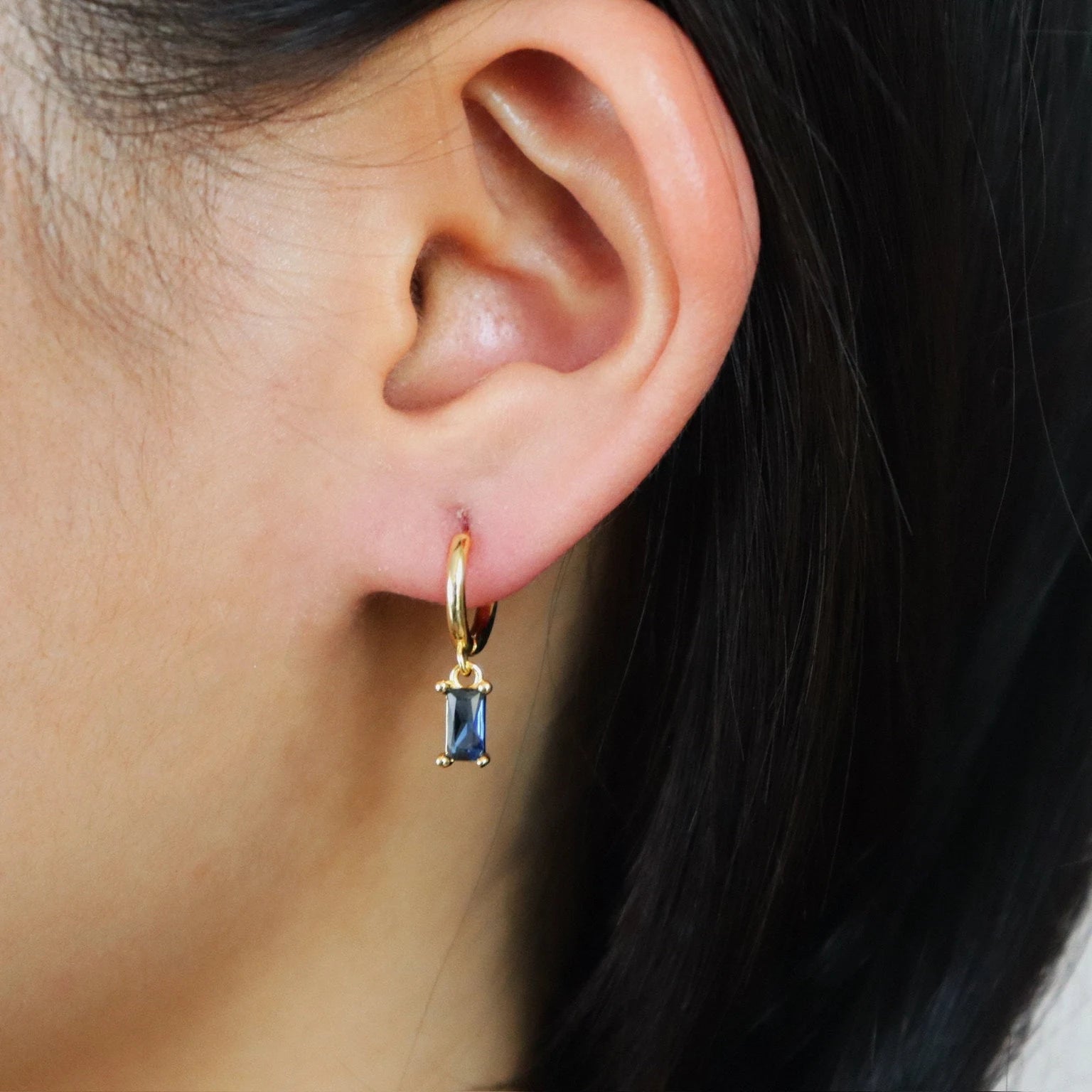 Baguette Stone Huggie Earrings