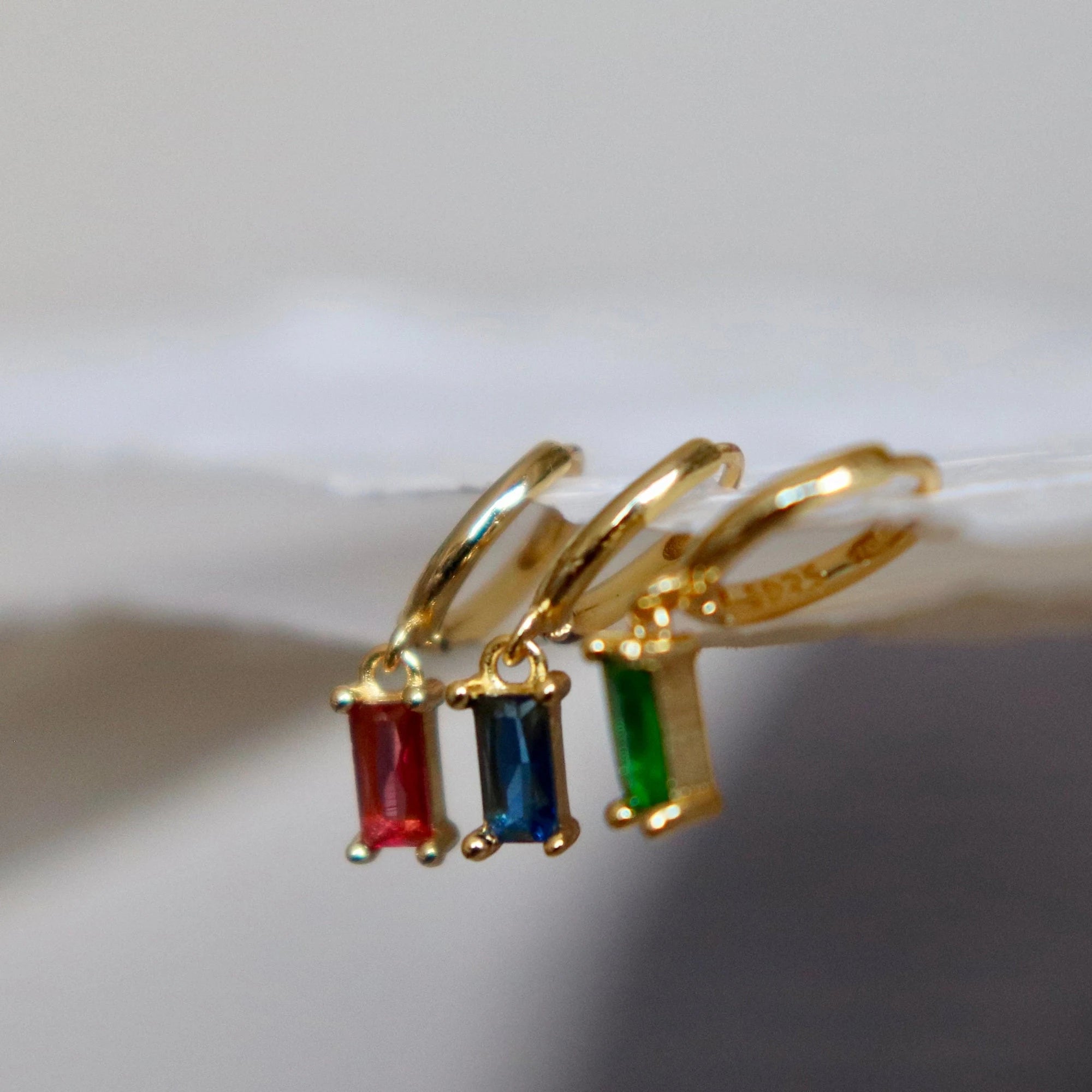 Baguette Stone Huggie Earrings