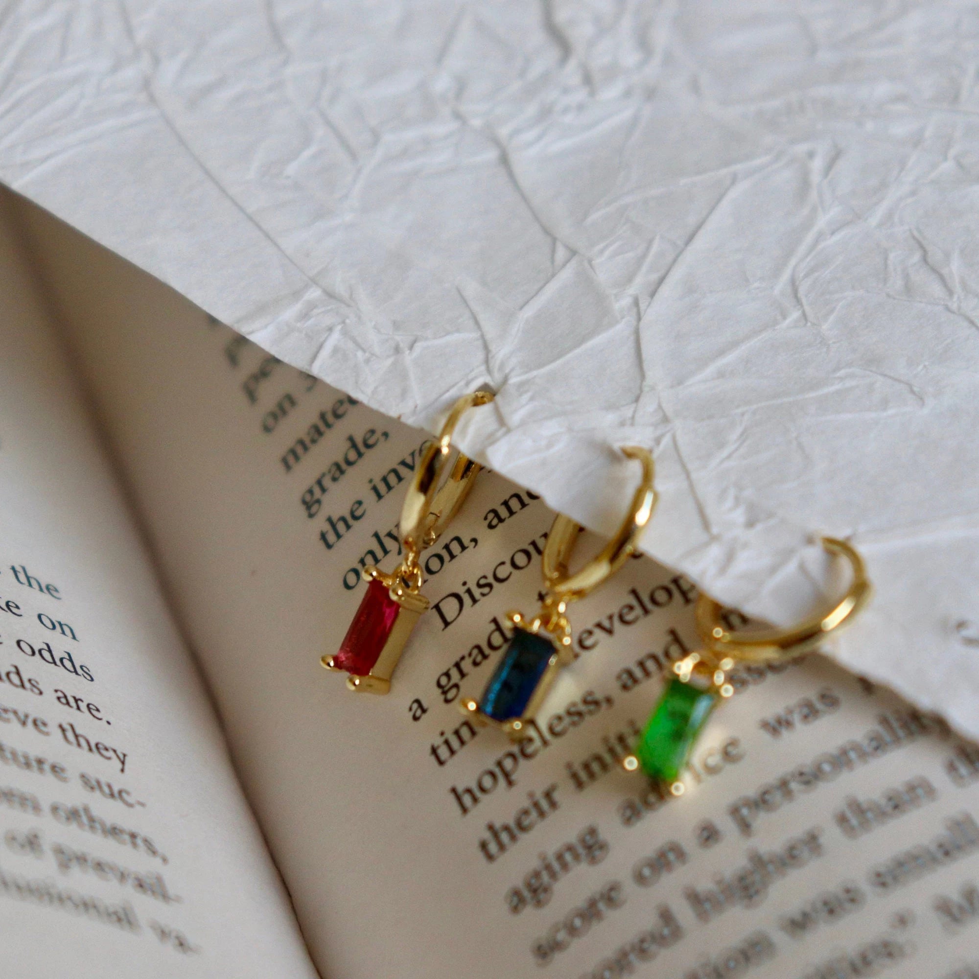 Baguette Stone Huggie Earrings